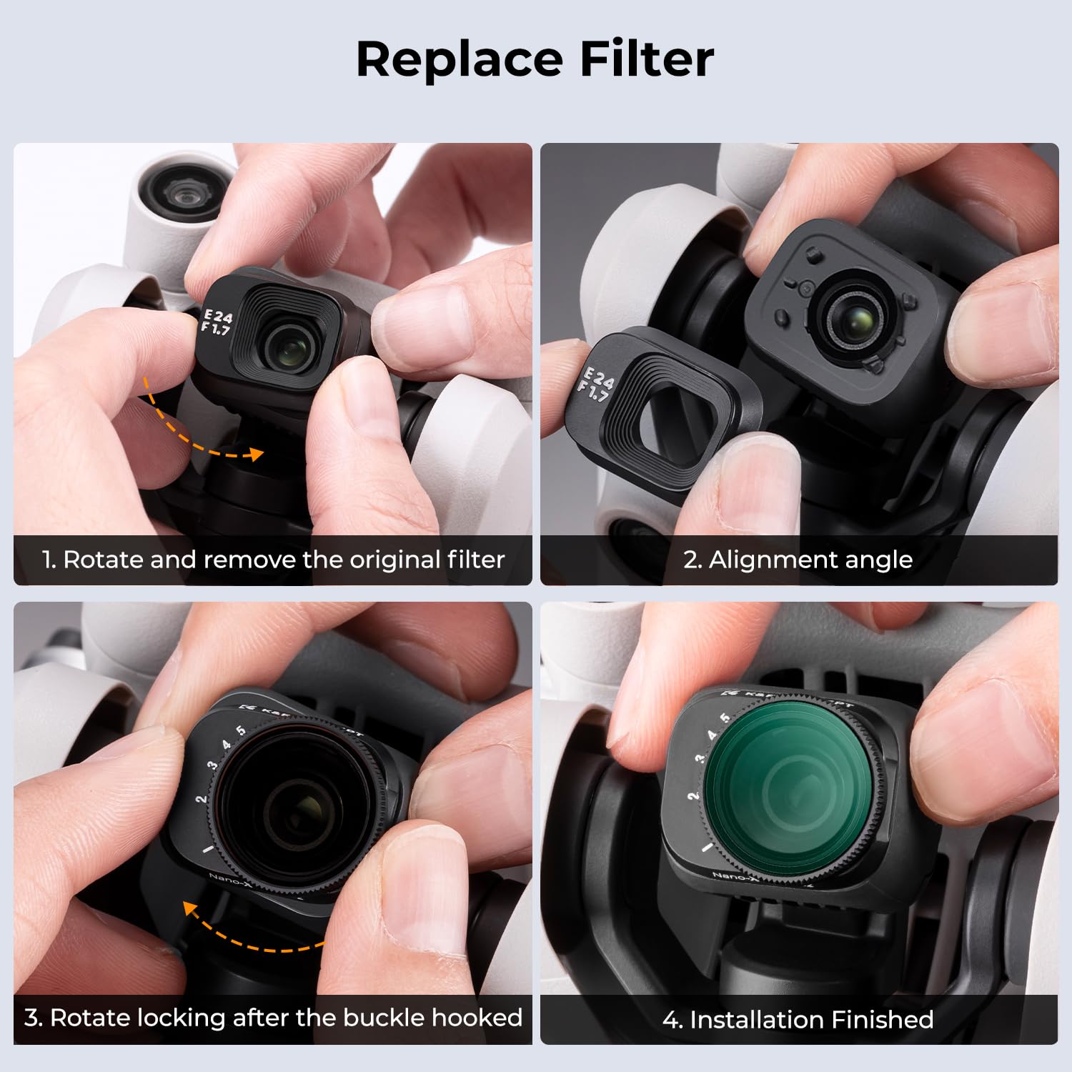 K&F Concept Filtre ND2-32 Variable Drone Gris Neutre 1-5 F-Stops 28 Revêtements de Nano-x Imperméable Anti des Rayures Compatible avec DJI Mini 3 Pro, Mini 3