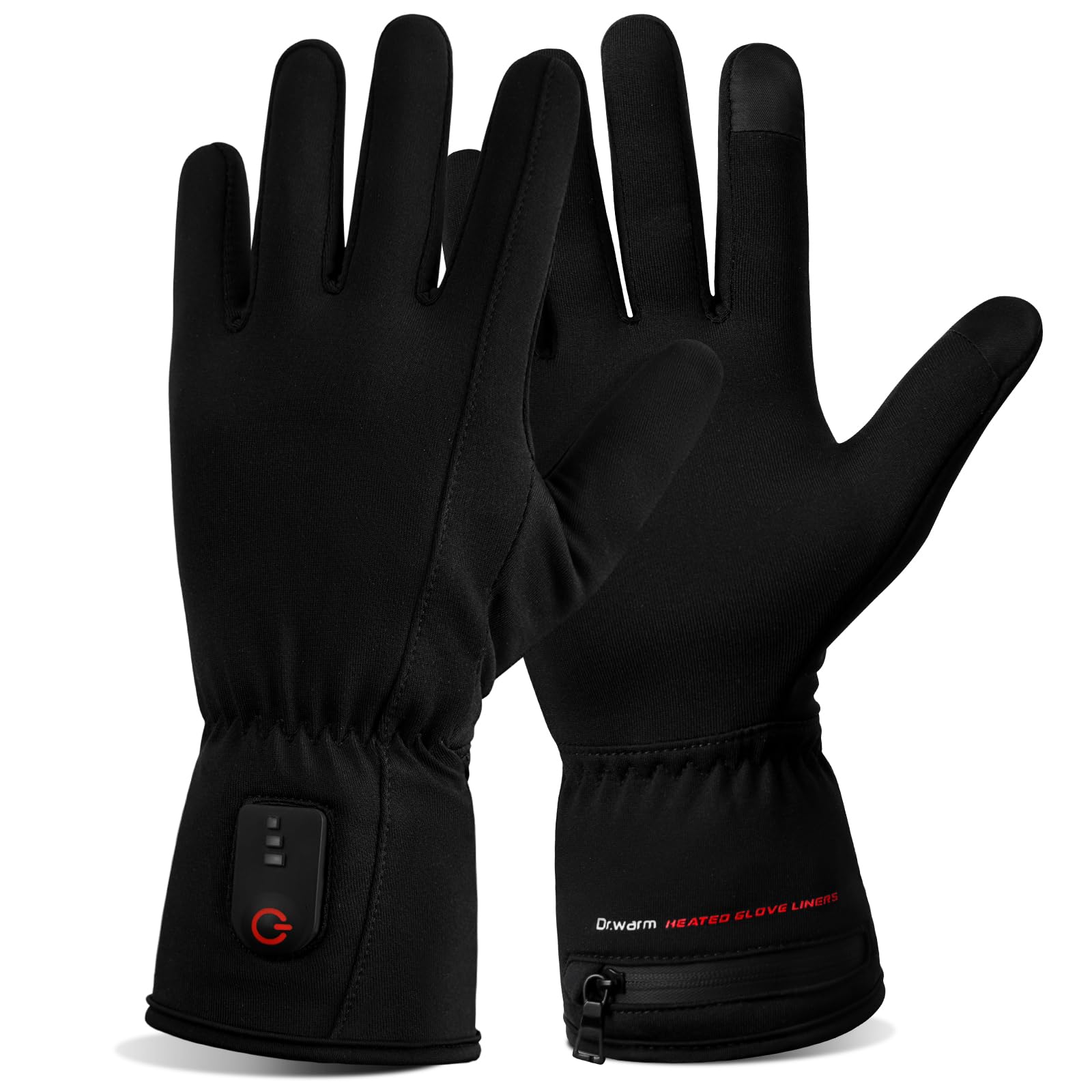 Dr.Warm Heated Glove Liners, Rechargeable Heated Gloves Electric Battery Heating Riding Ski Snowboarding Hiking Cycling Hunting Touchscreen Thin