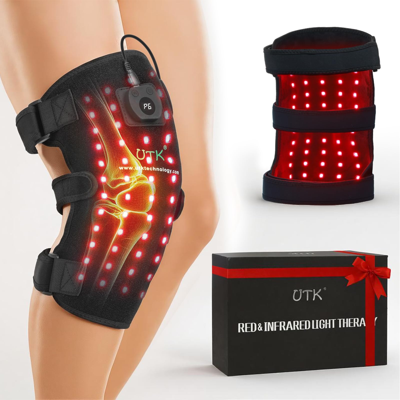 UTK Terapia della luce rossa per il corpo, 162 pezzi 660 nm luce rossa e 54 pezzi 850 nm cintura per terapia della luce infrarossa, per uso domestico, cuscinetti per terapia a luce rossa indossabili