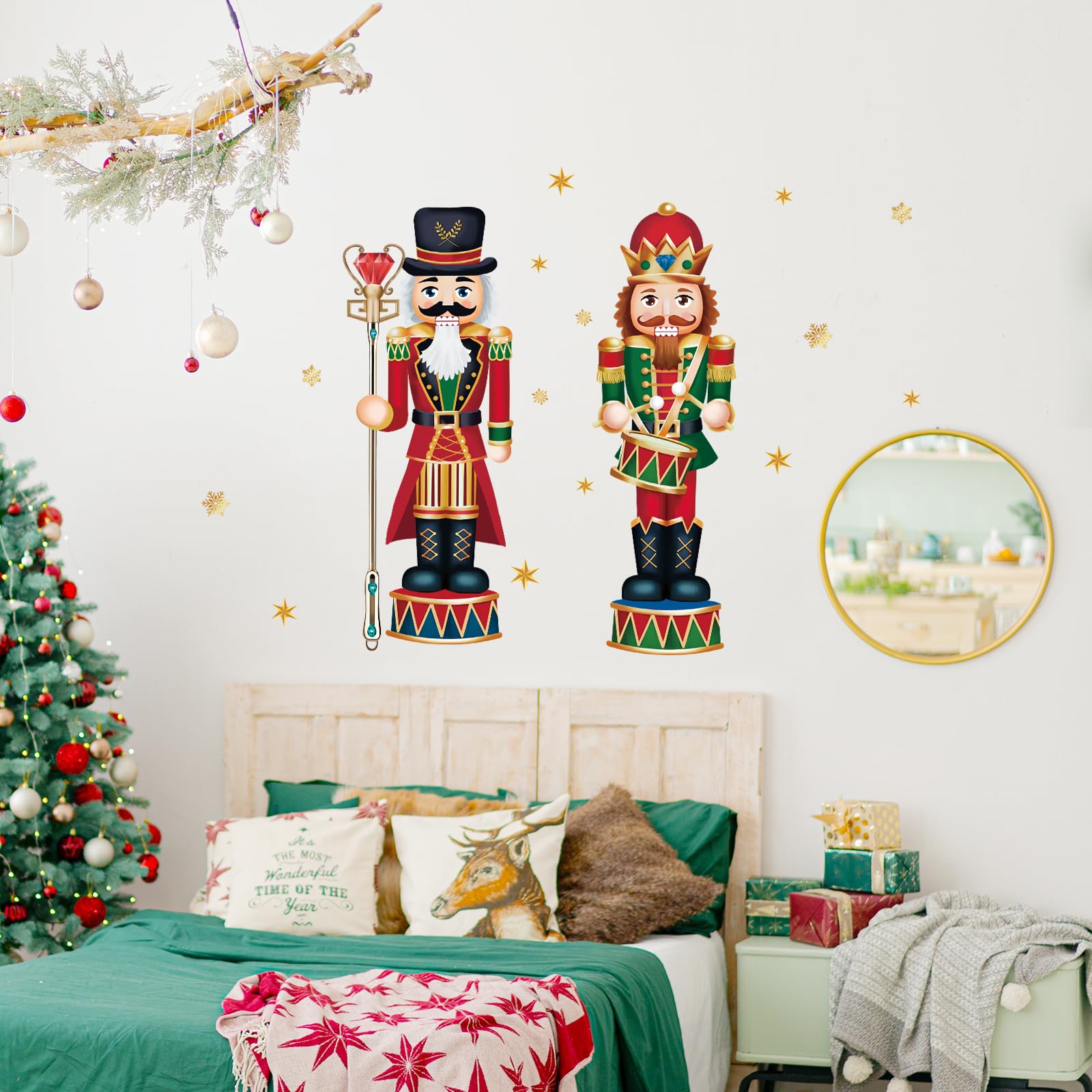 FUFUQUARE Christmas Nutcracker Wall Stickers Snowflakes Removable Wall Decals for Living Room Bedroom Home Shop Door Xmas Party Holiday Supplies - Image 4