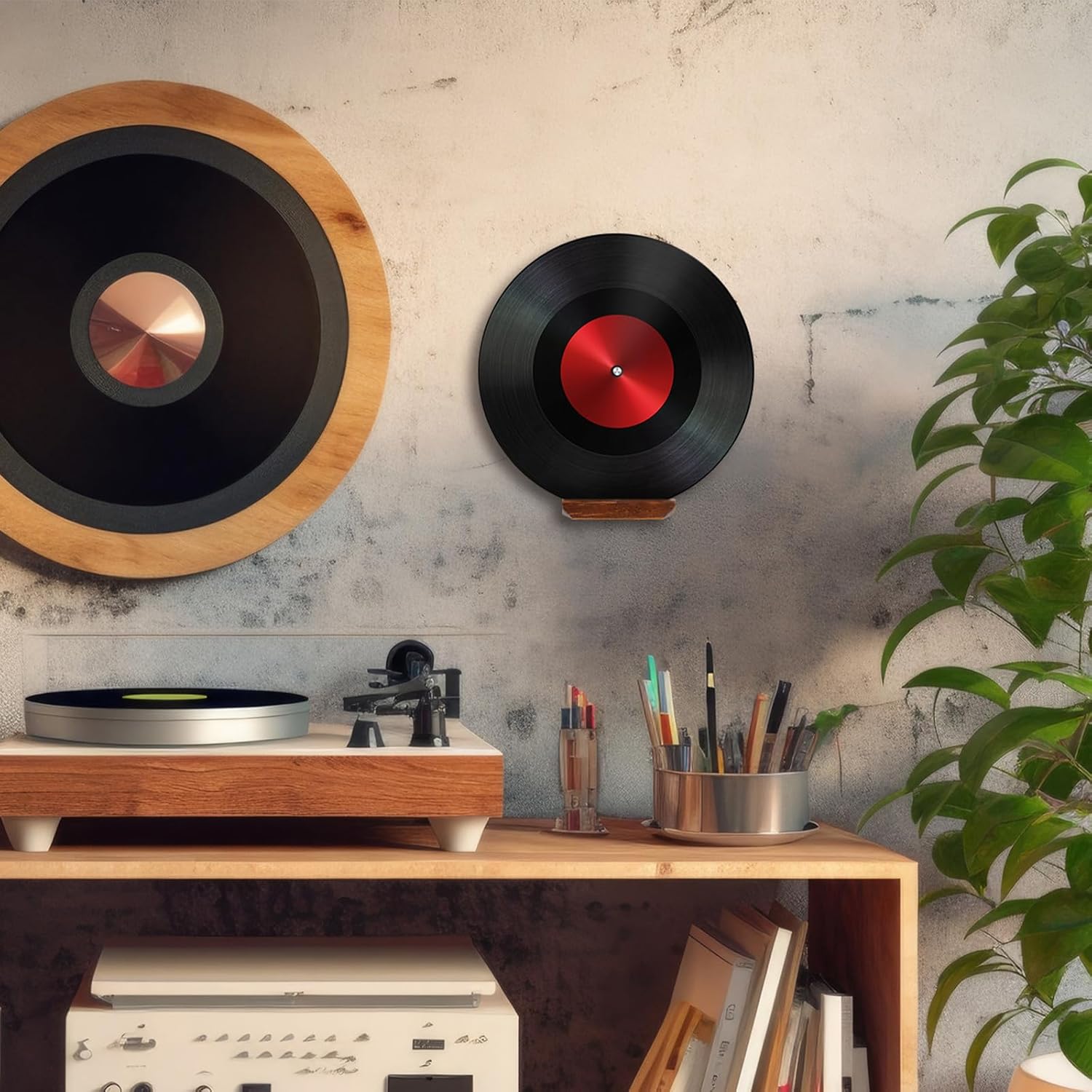 Pinkunn 12 PCS Vinyl Record Shelf Wall Mount Vinyl Record Display Shelves Set Wall Album Display Holder for Album CD Book Art Storage Vintage Home Decor Hanging Storage Gift for Music Lovers(Walnut)