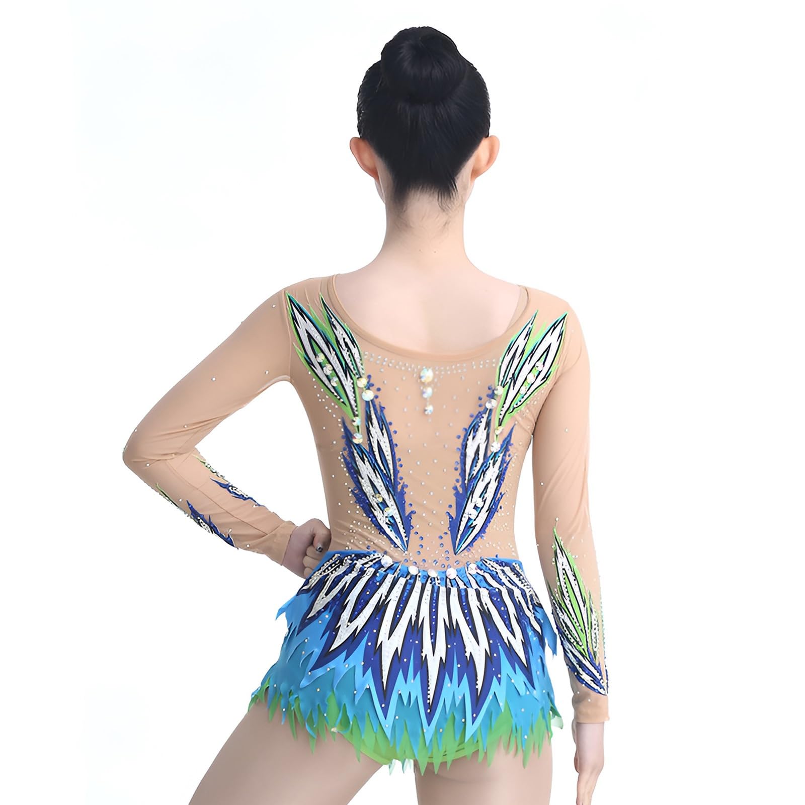 Maillot De Gimnasia Rítmica for Competición, Traje De Gimnasia Brillante De Manga Larga for Niña Con Tejido Transpirable.