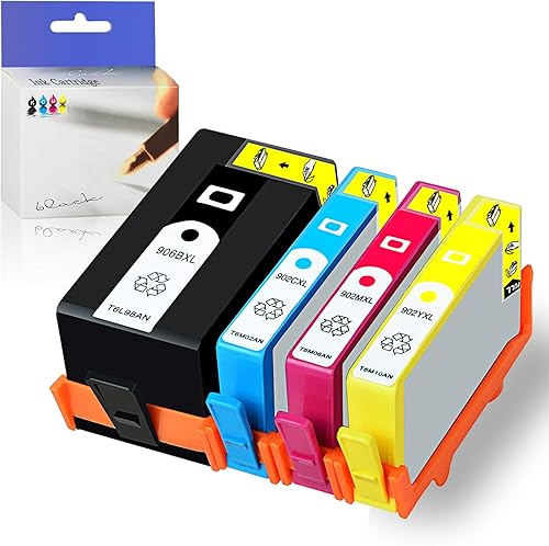 KCYMTONER Cartucho de tinta de alta capacidad compatible 902XL 906XL 906BXL 902MXL 902CXL 902YXL utilizado en HP OfficeJet Pro 6951 Pro 6970 Pro