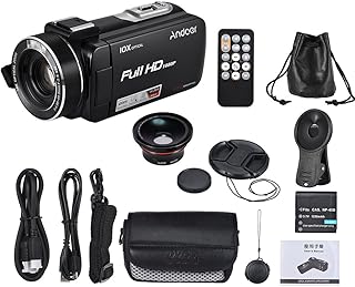 Câmera De Vídeo,Sailsbury HDV-Z82 1080P Full 24MP Câmera de Vídeo Digital com Grande Angular 0,39X + Lente Macro 3" LCD Touchscreen Controle Remoto Suporte de Luz LED Zoom Ótico 10X Microfone Externo