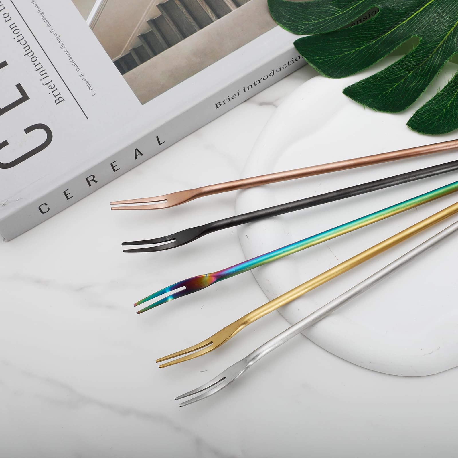 5 Pack Stainless Steel Long Handle Forks - 8.61 Inches Pickle & Olive Fork Set, 2 Prong Cocktail Dessert Fruit Pickers, Durable Kitchen Utensils — Amazon image 5