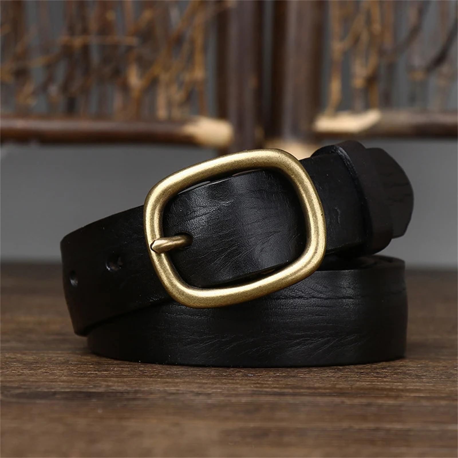 Cinturón De Cuero Grueso Retro Para Mujer, Hebilla De Pin De Cobre, Cinturón Vaquero De Piel De Vaca, Correa De Cintura Para Chica Y Mujer, 2,8 Cm
