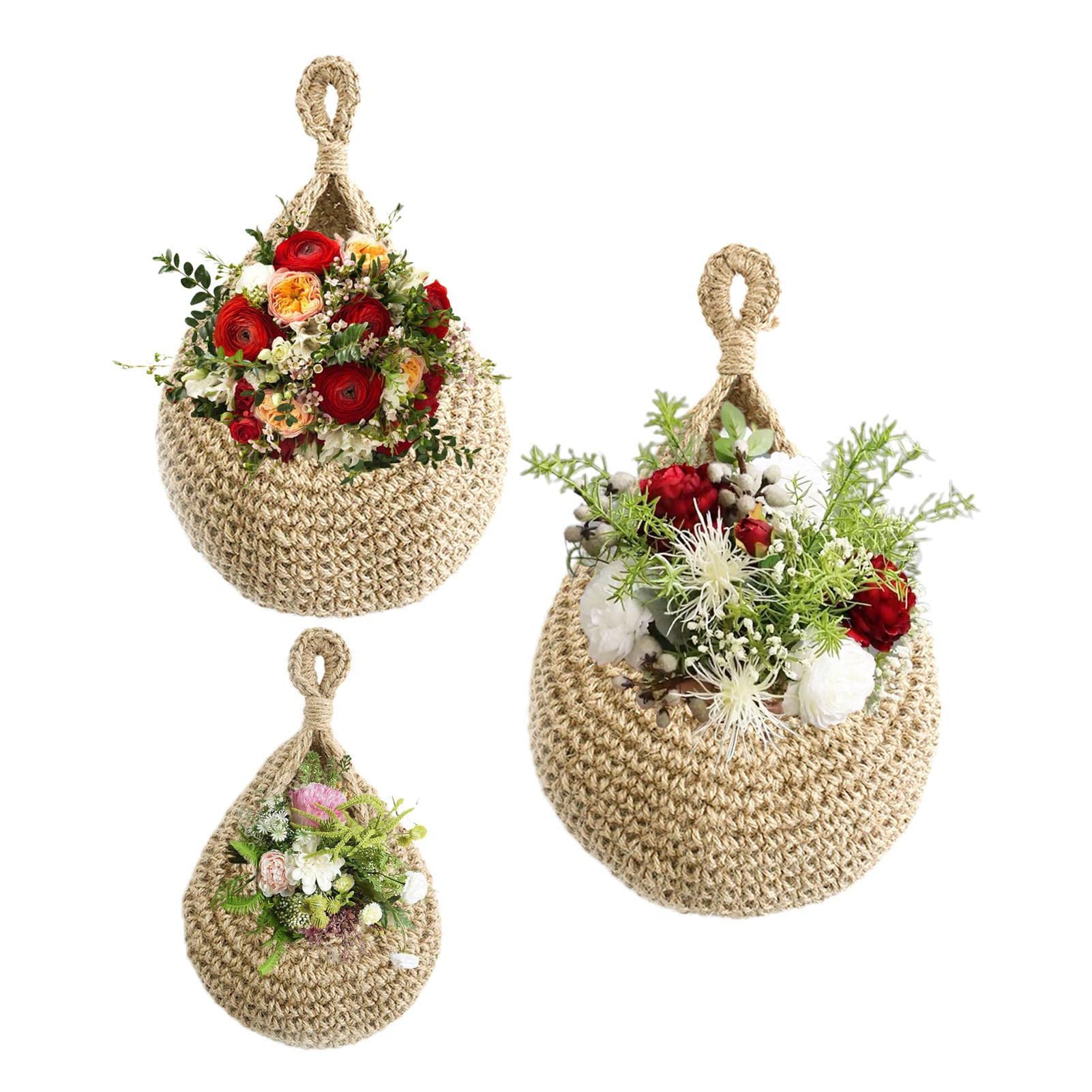 Hongjingda Cesto portafrutta da appendere, in stile bohémien, in 3 pezzi, per cucina, verdura, libri, per bagno, cucina, cameretta dei bambini