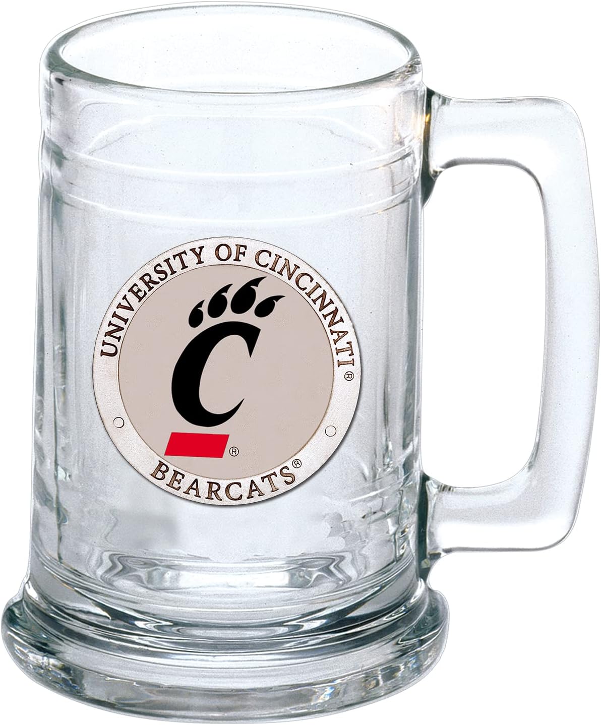 Heritage Pewter Cincinnati Beer Stein Glass | 15 Ounce German-Style Beer Glass | Intricately Crafted Metal Pewter Alma Mater Inlay