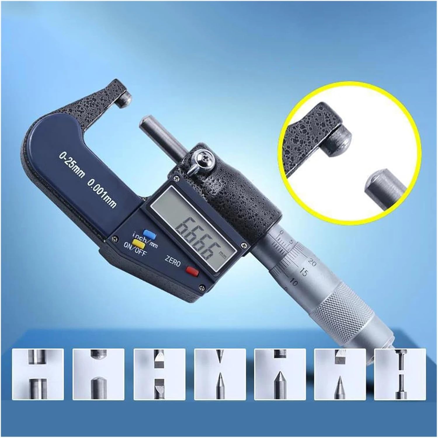 マイクロメーター 0.001mm精度 ケース付き 測定ツール 0-25mm 0.001mm