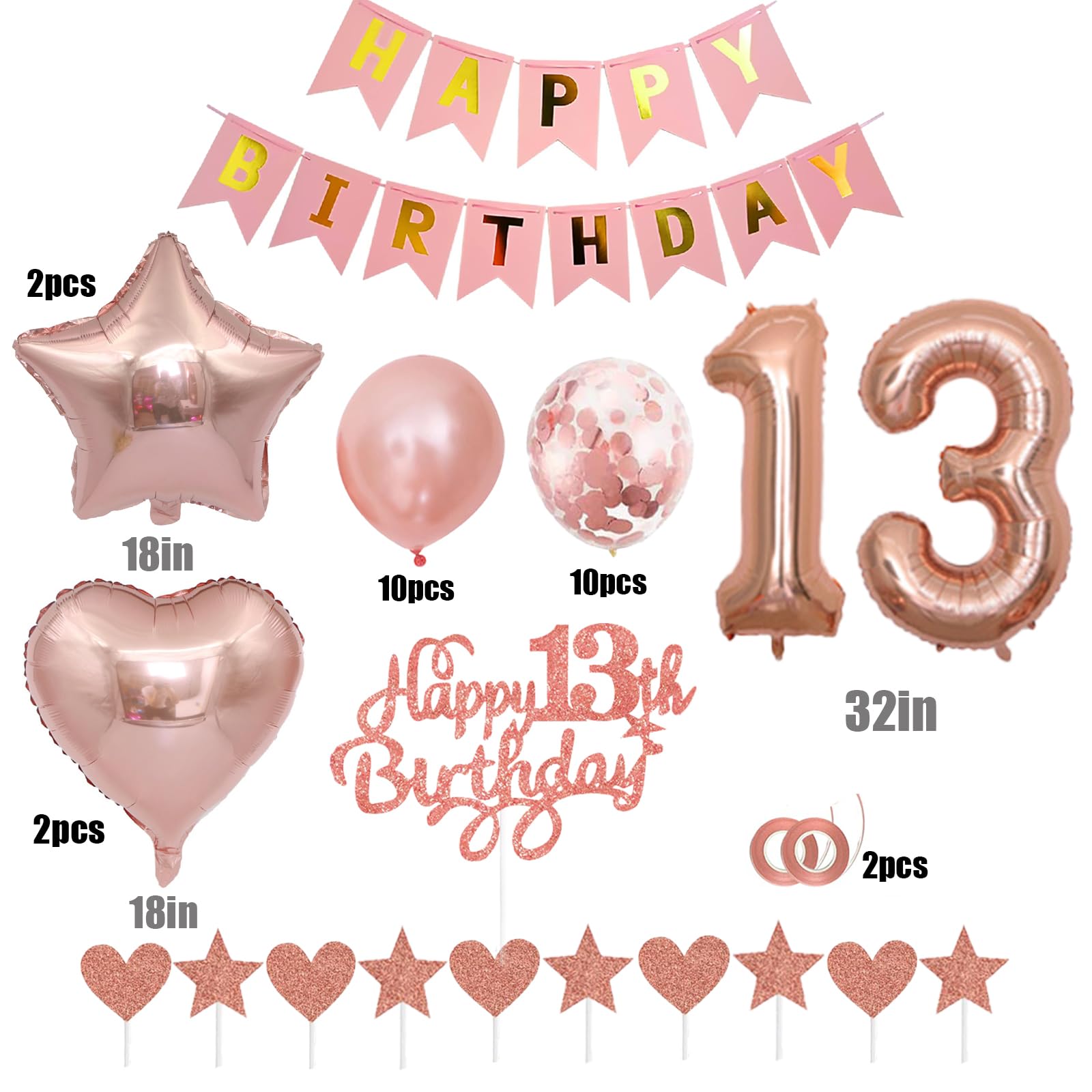 1 pezzo di topper per torta scintillante in oro rosa, decorazione di compleanno di 10 anni, decorazione di buon compleanno, fornure per la decorazione della tavola da dessert  15