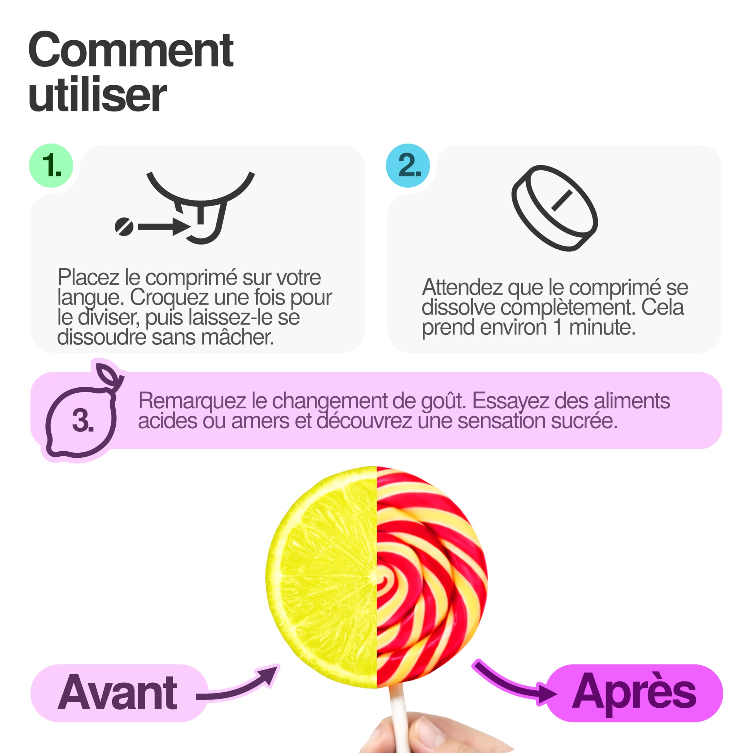 TasteCare Pastilles de Baie du Miracle | 30 Comprimés Baie Miracle | Miracle Berry | Miraculine Naturelle | Transforme l'Acide en Sucré | Sans Sucre | Collation Saine et Fête | Fabriqué en UE