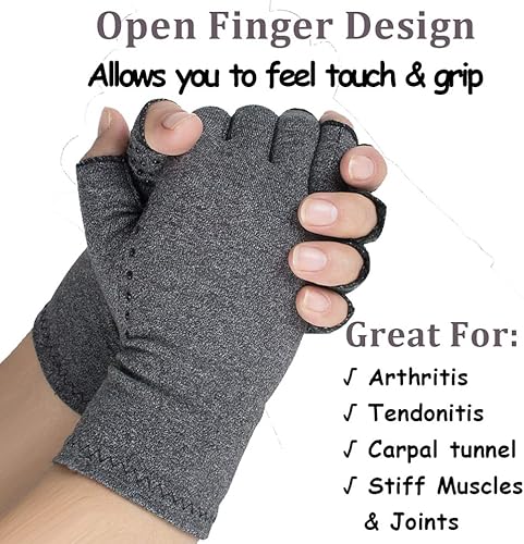 Miniatura 3 de Guantes de compresión de artritis para hombres y mujeres, guantes de artritis sin dedos