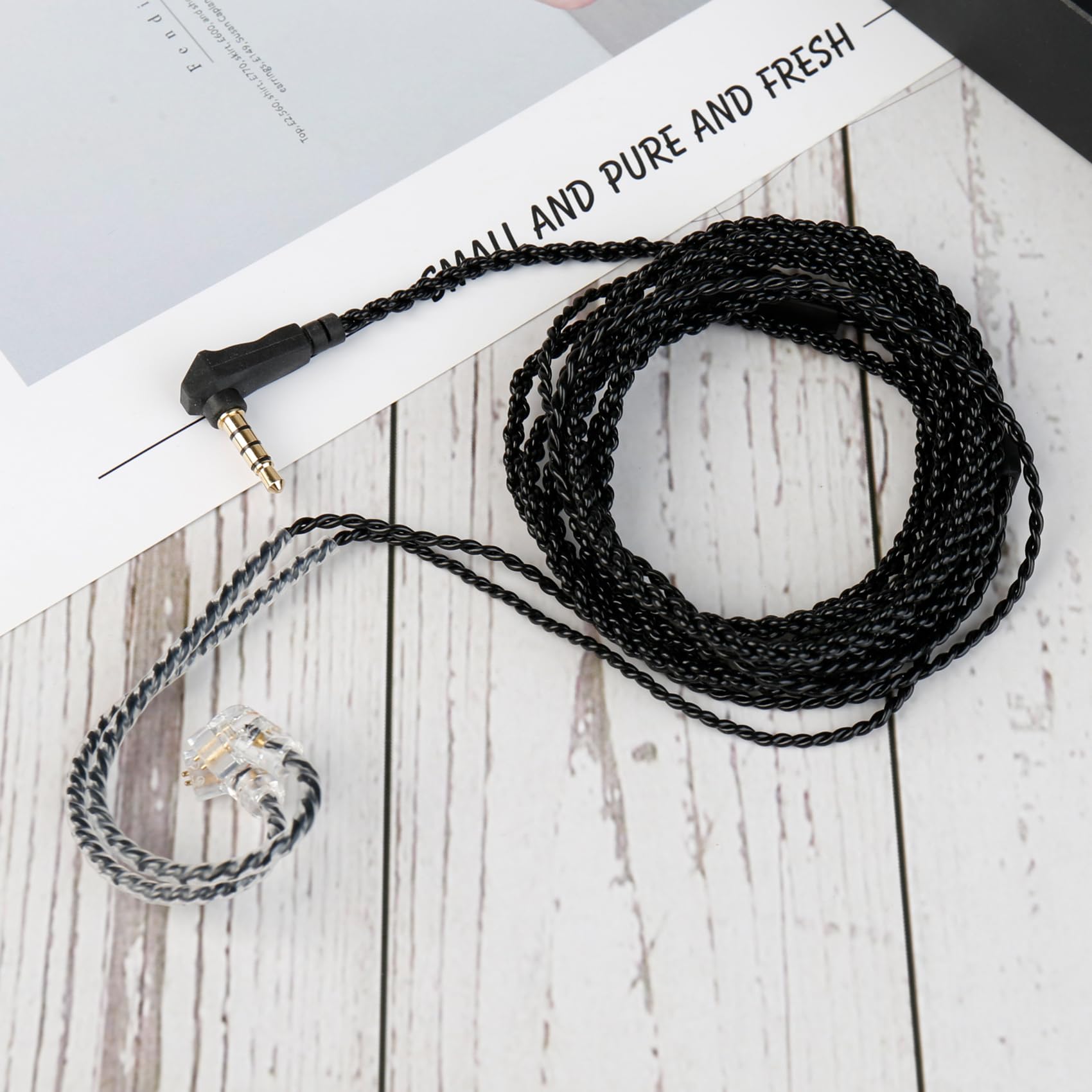 KZ ZS10 Pro - Cable IEM de 1,5 metros, CCZ C01 4N OFC mejorado para auriculares ZSN PRO X, Castor, EDX PRO, ZS12 PRO X, ZS10 PRO-X, ZAR, ZAS, CCA CRA (QDCpins-sin micrófono, negro, 1,5 m)