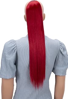 CAISHA 60cm Postizo Extensión De Cabello Cola De Caballo Trenza Con 2 Cintas Liso Rojo HC22