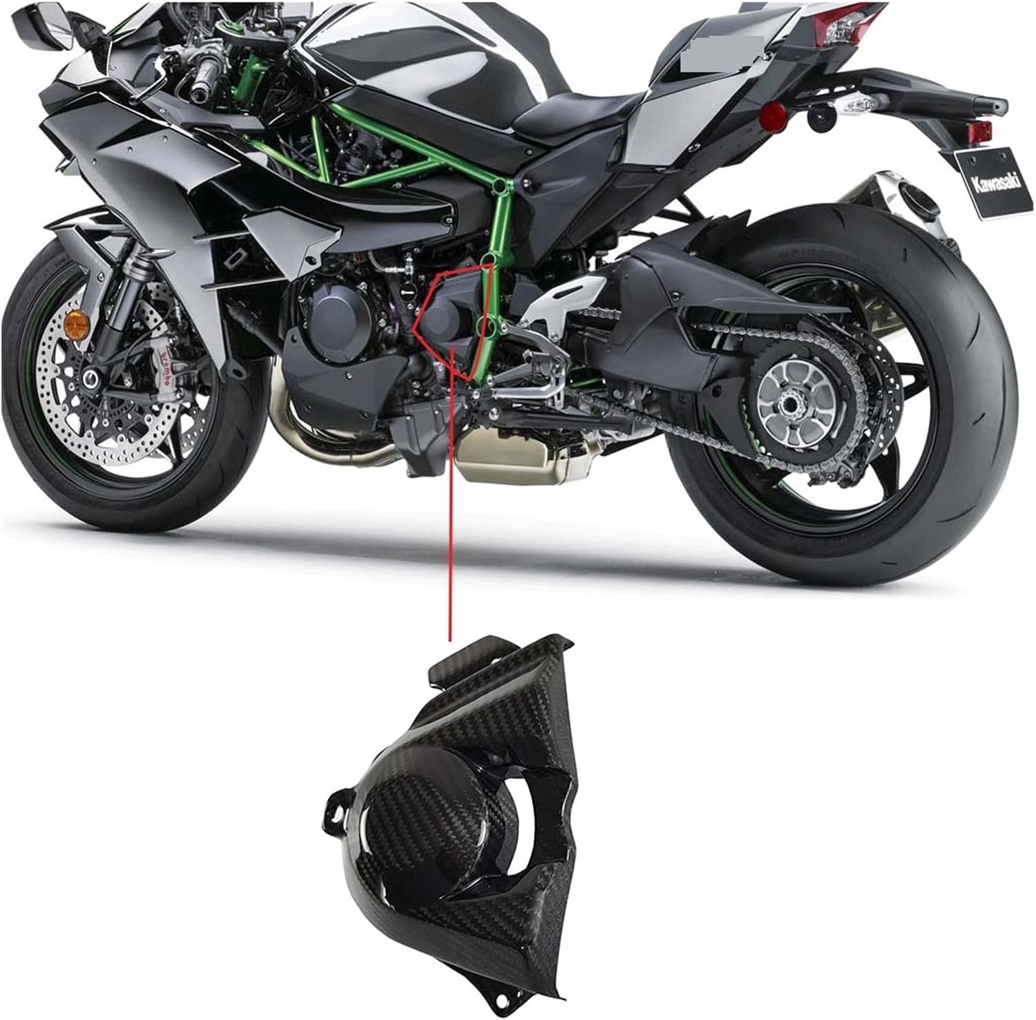 Ninja H2SXカーボンファイバー アンダーカウル 左右セットブラック