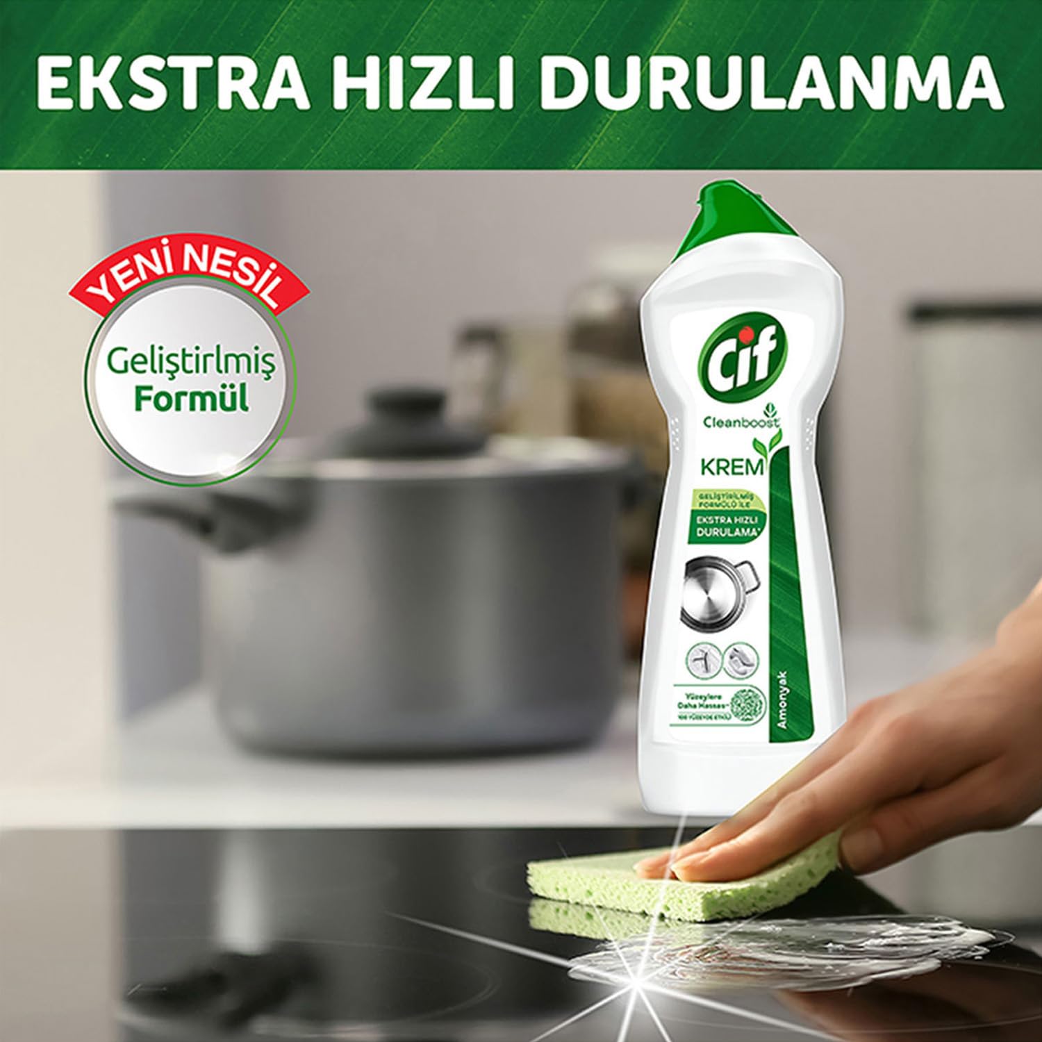 Cif Krem Amonyaklı Yağ ve Kireç Sökücü 750 ml + Cif Krem Altın Işıltısı Amber Kokulu 750 ml