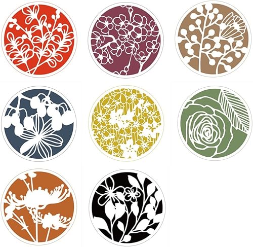 Miniatura 5 de Paquete de 8 plantillas de pintura floral  Plantillas redondas huecas reutilizables para manualidades, arte de pared, lienzo y decoración de tela