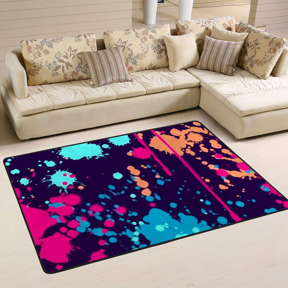 Tapis de grande taille multicolore shaggy microfibre pour chambre
