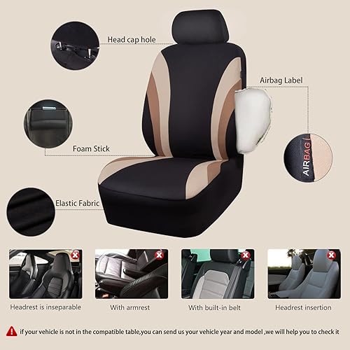 Miniatura 9 de CAR PASS Line Rider - Funda de asiento de automóvil de ajuste universal, 100% transpirable, con esponja compuesta de 0.197 in en el interior,