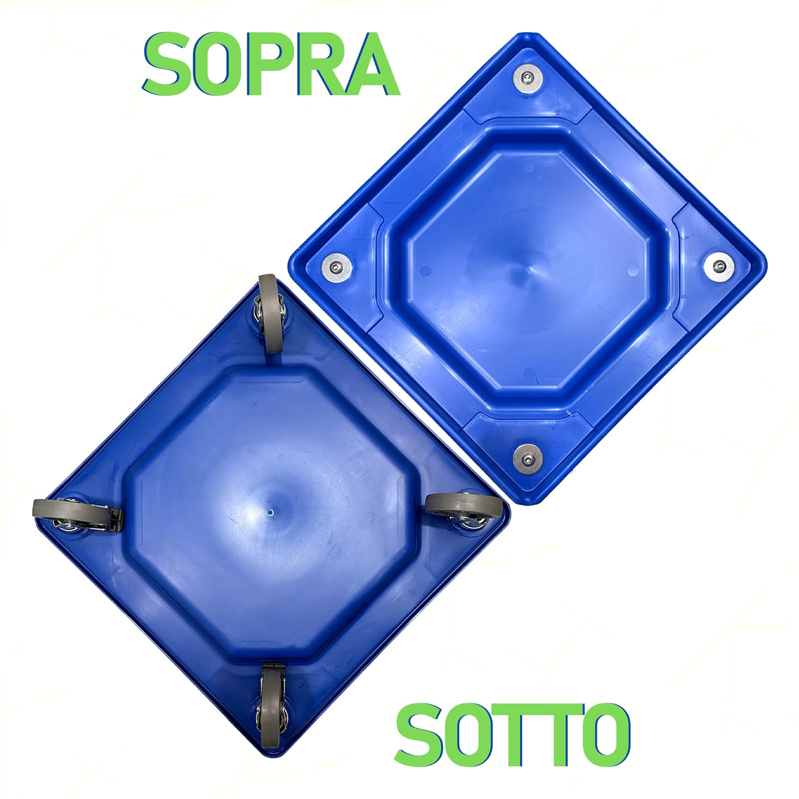 Sicignano | Carrello 4 Ruote Porta Cestelli per Lavastoviglie Industriale, 50x50 cm, con Vasca Salva-Goccia e Freno, Portata 140 kg, Polipropilene alimentare, Made in Italy