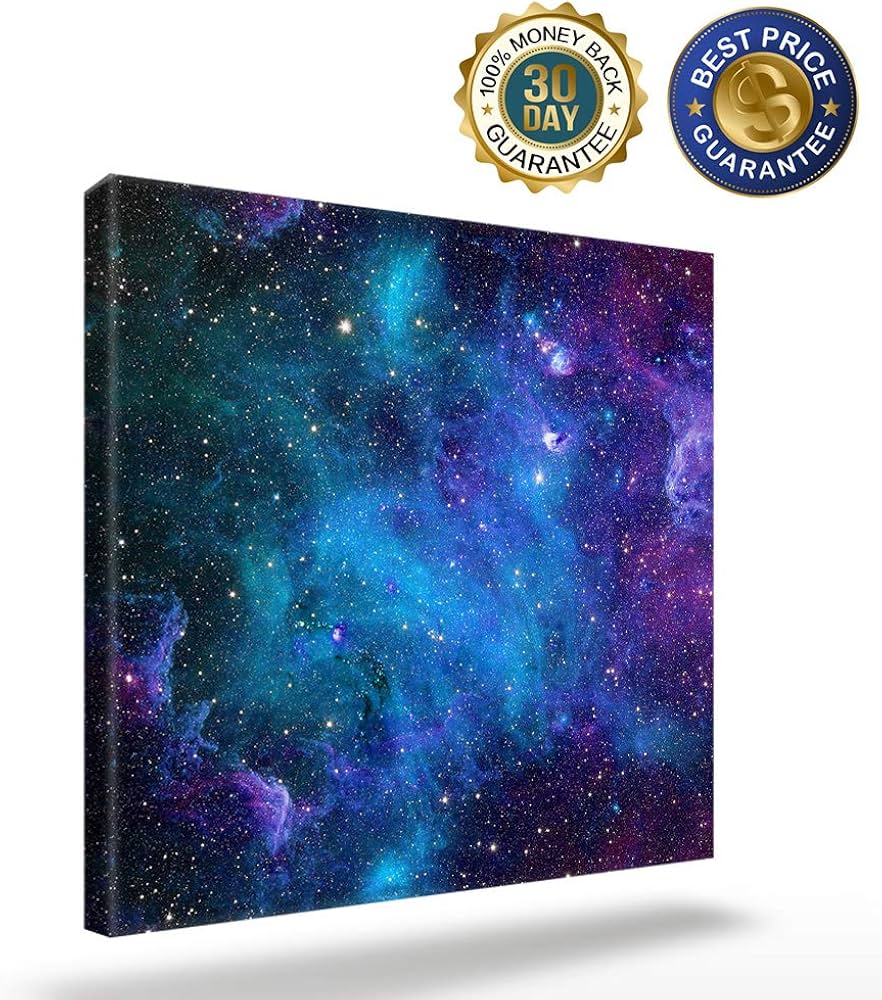Amazon｜正方形壁アート キャンバス油絵 宇宙銀河 星 天の惑星 宇宙