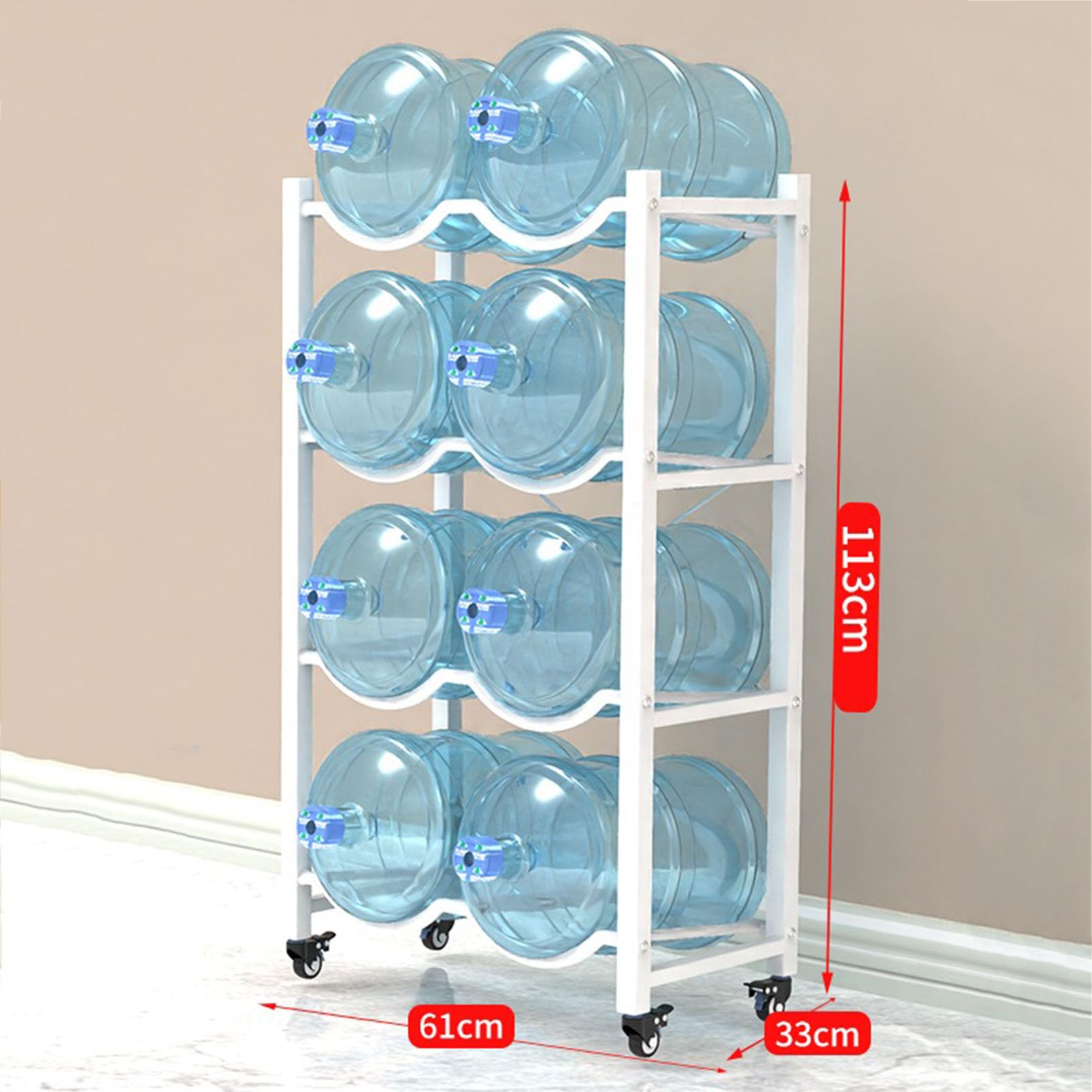 Soporte para jarra de agua resistente con 4 ruedas – Estante portátil de almacenamiento para botellas de agua para dispensadores de enfriadores y uso en oficina/gimnasio – niza tu espacio de manera