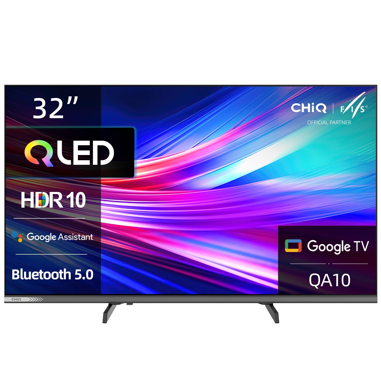 CHIQ Smart TV Téléviseur QLED 32QA10 32 Pouces | Full HD HDR10 | Dolby Audio et DBX-TV | Design métallique sans Cadre | Chromecast intégr Nouveau modèle | Son Dolby Audio, Support HDR10, Chromecast Intégré, Édition 2026