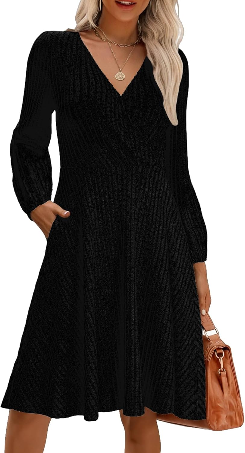 Long Sleeve Short Dress Women  Fall Winter Sweater Dresses