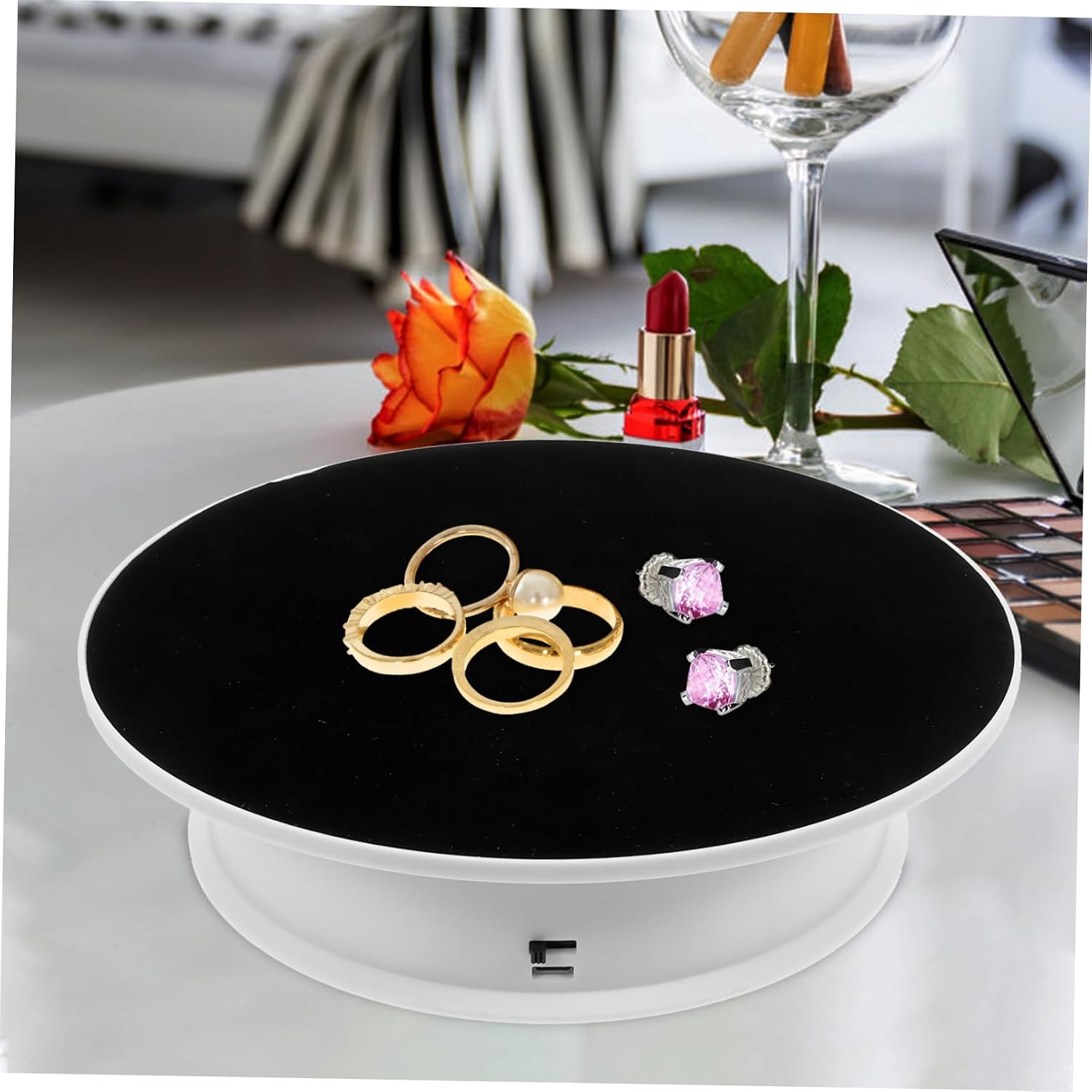 STOBAZA Jewelry Display for Selling Rotating Stand Indoor Electric Display Stand Abs Material