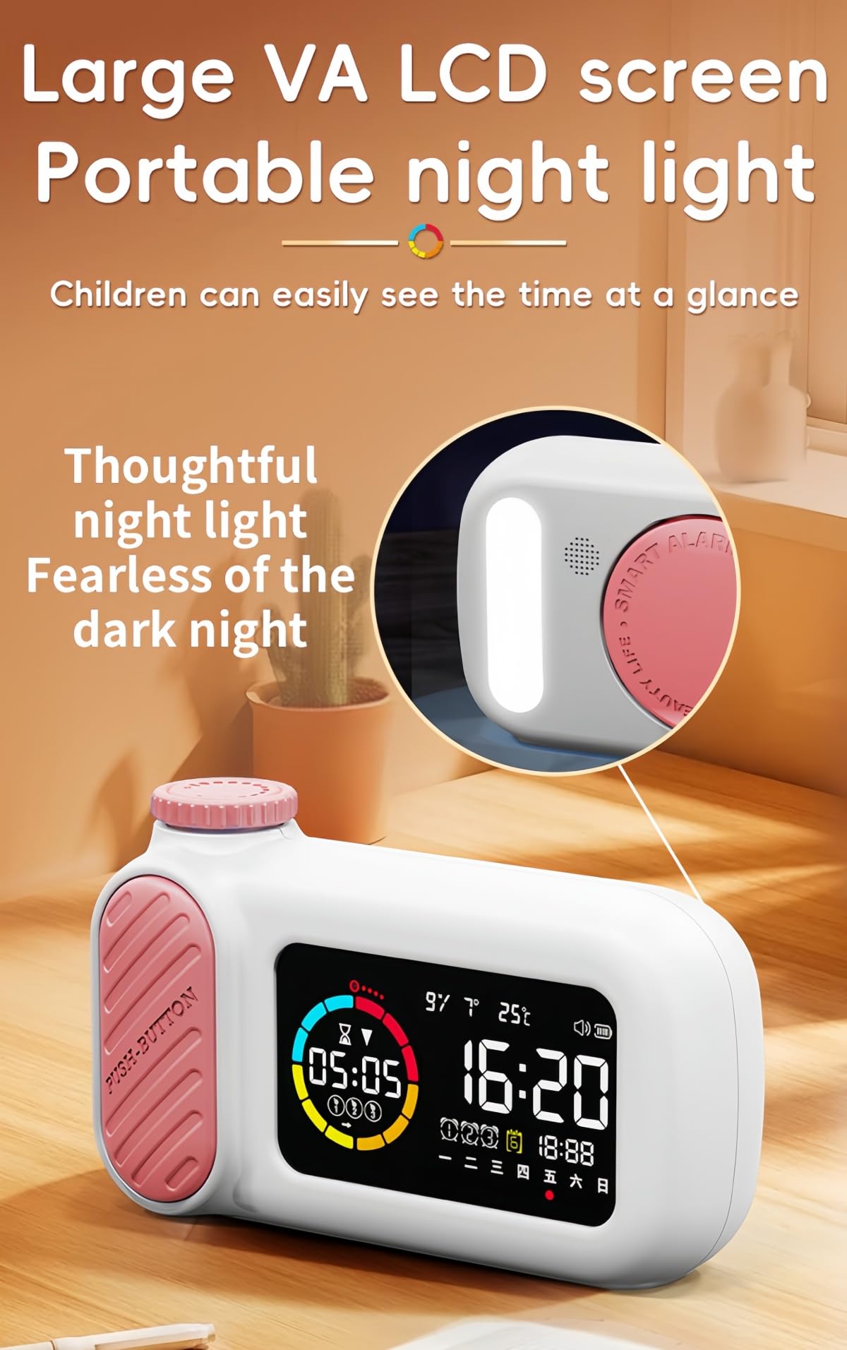 Reloj Despertador con Temporizador Visual de diseño Creativo, gestor de Tiempo Inteligente con Cuenta Regresiva, autodisciplina, Regalo Ideal para Amigos. (Morado)