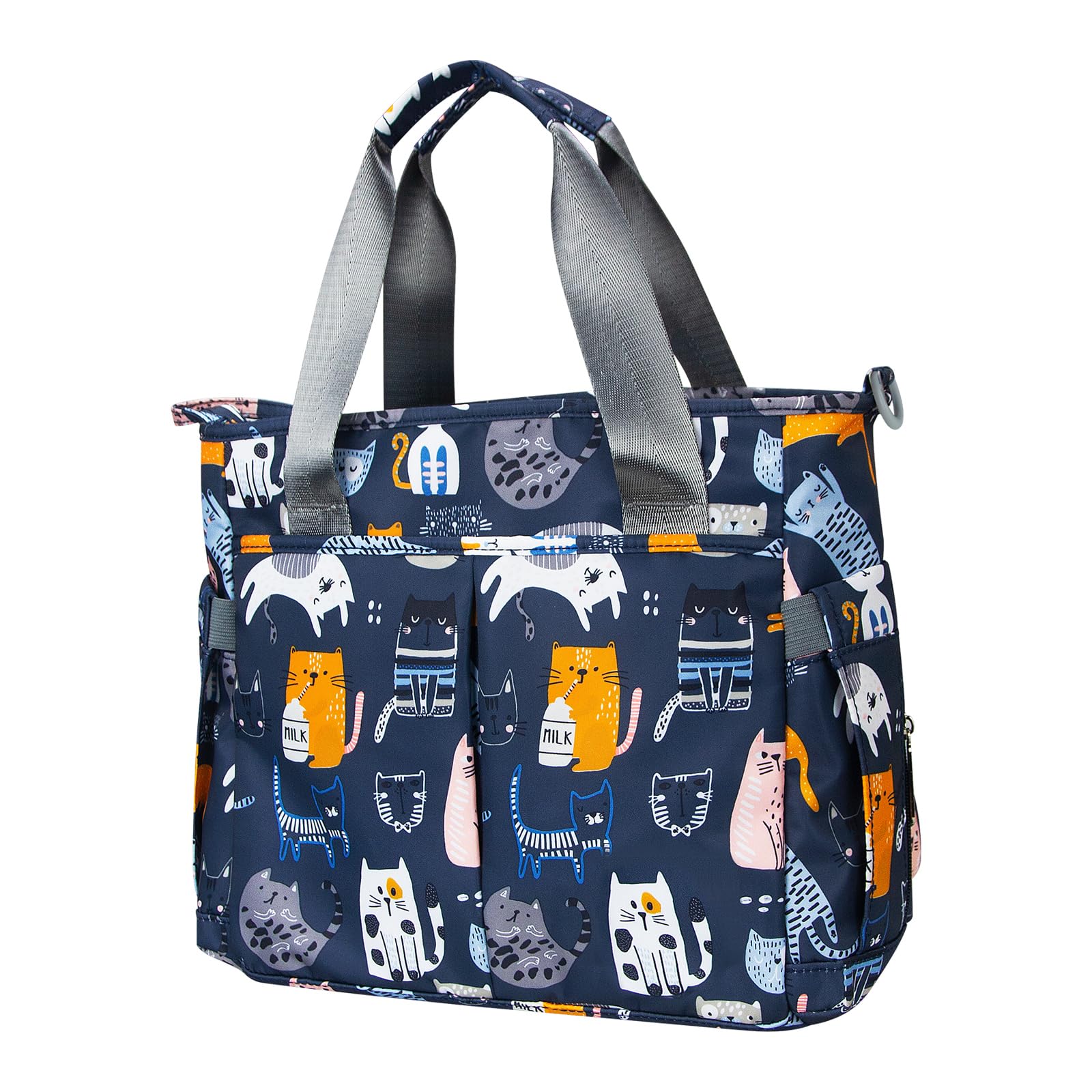 pheben Diaper Tote Bag for Baby Care with Insulated Pocket Large Waterproof Nappy Bag, Cat Paradise, H11'' X L14'' X W6''-picture-44