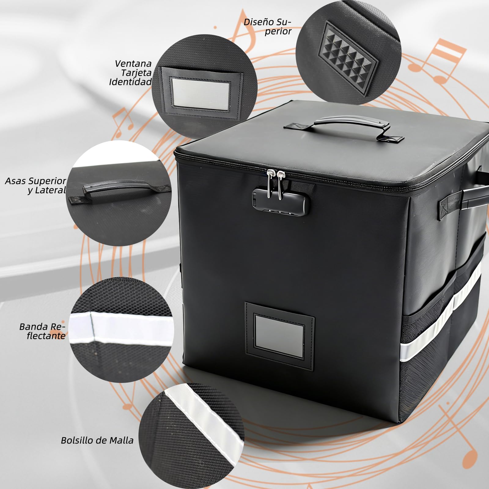 Caja de almacenamiento ignífuga para discos de vinilo con cerradura, gran capacidad, plegable e incluye etiqueta de nombre. Perfecto para coleccionistas de álbumes raros. Caja de música para el
