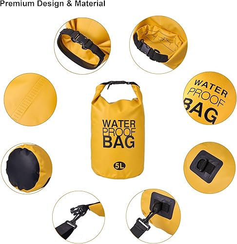Miniatura 3 de Bolsa seca impermeable  Saco seco de PVC enrollable (2L, 5L, 10L 20L) para kayak, canotaje, rafting, camping y deportes acuáticos  Mantiene el