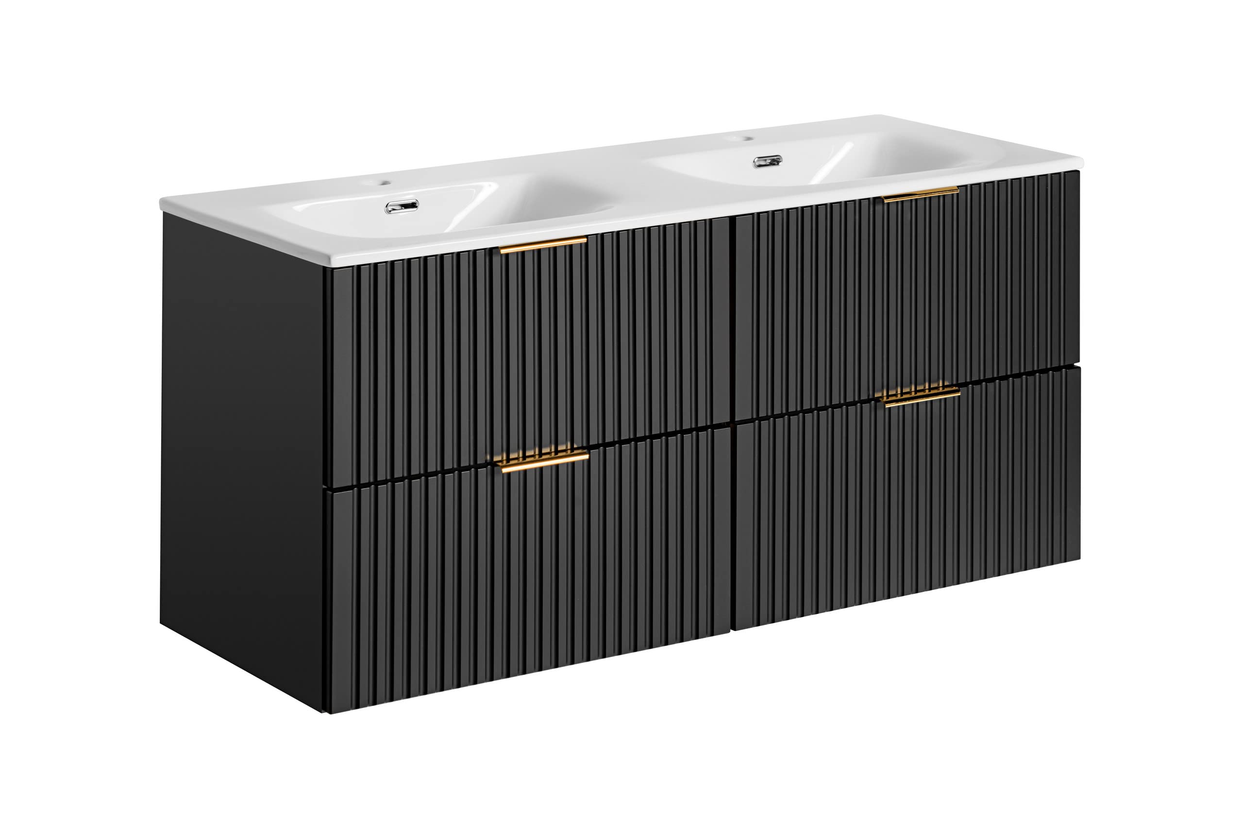 PIASKI Mobile per Lavabo Doppio 120 cm ADEL Black, Piano o Lavabo Incassato, Nero, Mobili da Bagno