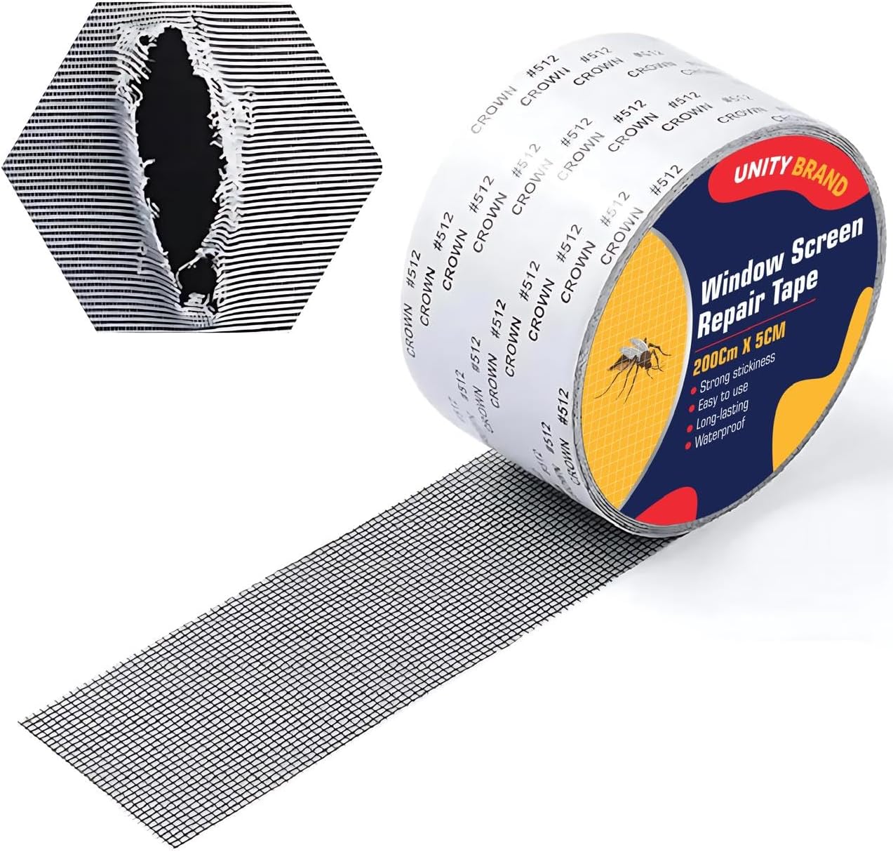 Unity Brand Mosquito Net Repair Tape | Strong Adhesive & Waterproof Window Mosquito net Covering Mesh Tape for Door Tears Holes Screen Patch Repair (200Cm X 5CM) (Pack of 1)