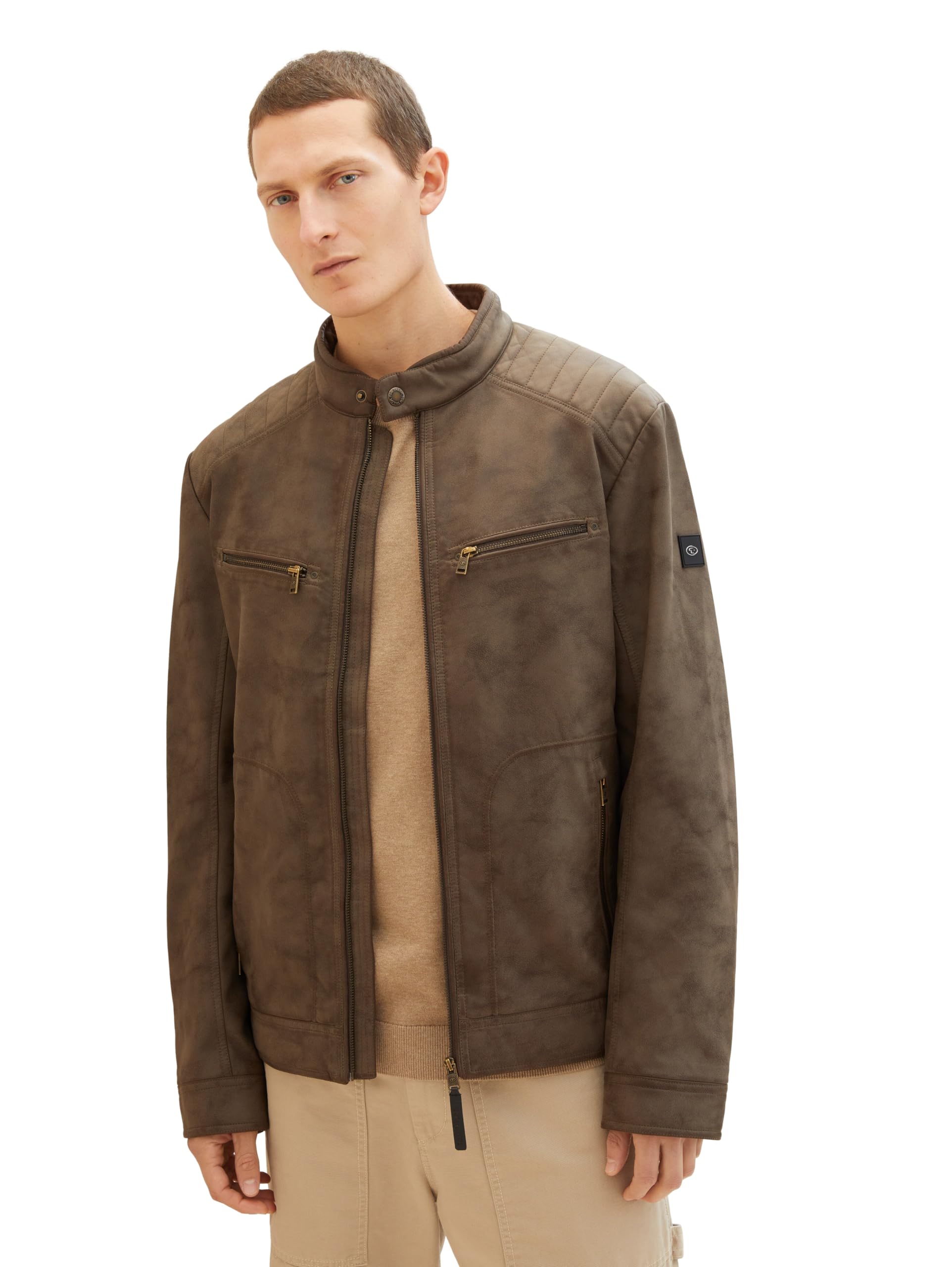 TOM TAILOR Uomini Giacca da motociclista in velour