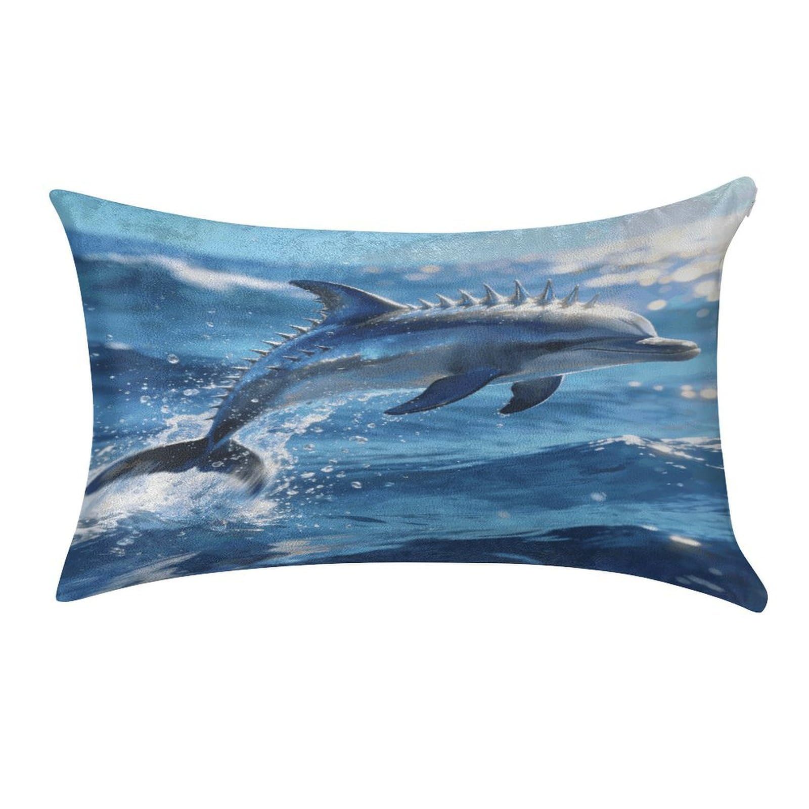 Fodpand Style Marine Art Spiny Dolphin Pillowcase,Elegant Designed Home Decor,Velvet Pillowcase,Soft And Cozy,Pillow Case Cover With Hidden Zipper For Bedroom, Sofa, Couch