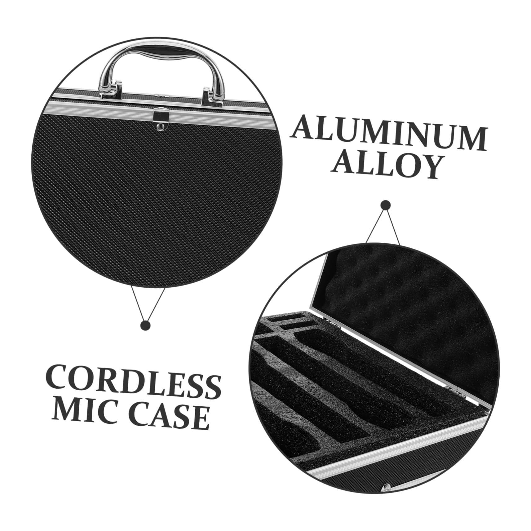 Custodia Rigida Protezione Antiurto in Lega di Alluminio e Schiuma con Maniglia per Microfono Portatile Organizer per 4 Microfoni Cordless per Viaggi