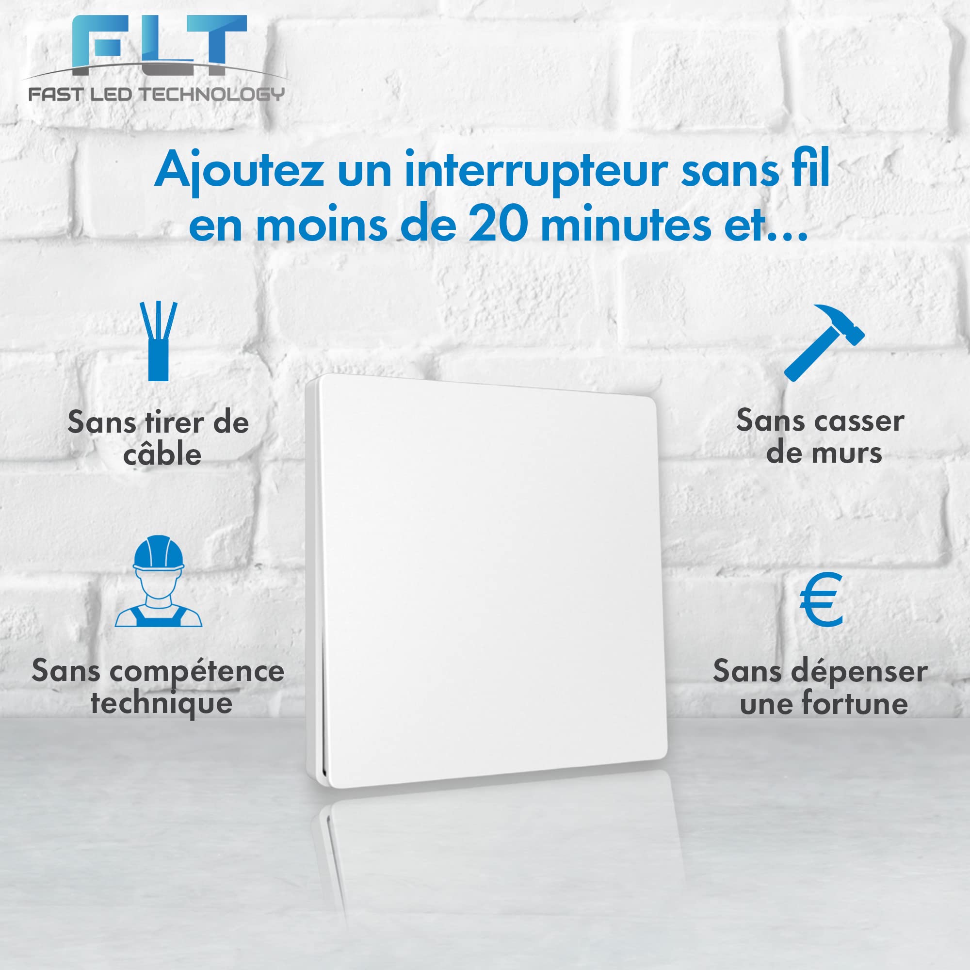 Interrupteur sans fil et sans pile Auto alimenté - Écologique - Qualité Pro - Va et vient RF 5 télécommande + 1 relais radio encastrable - Longue Distance - Intérieur Extérieur IP64