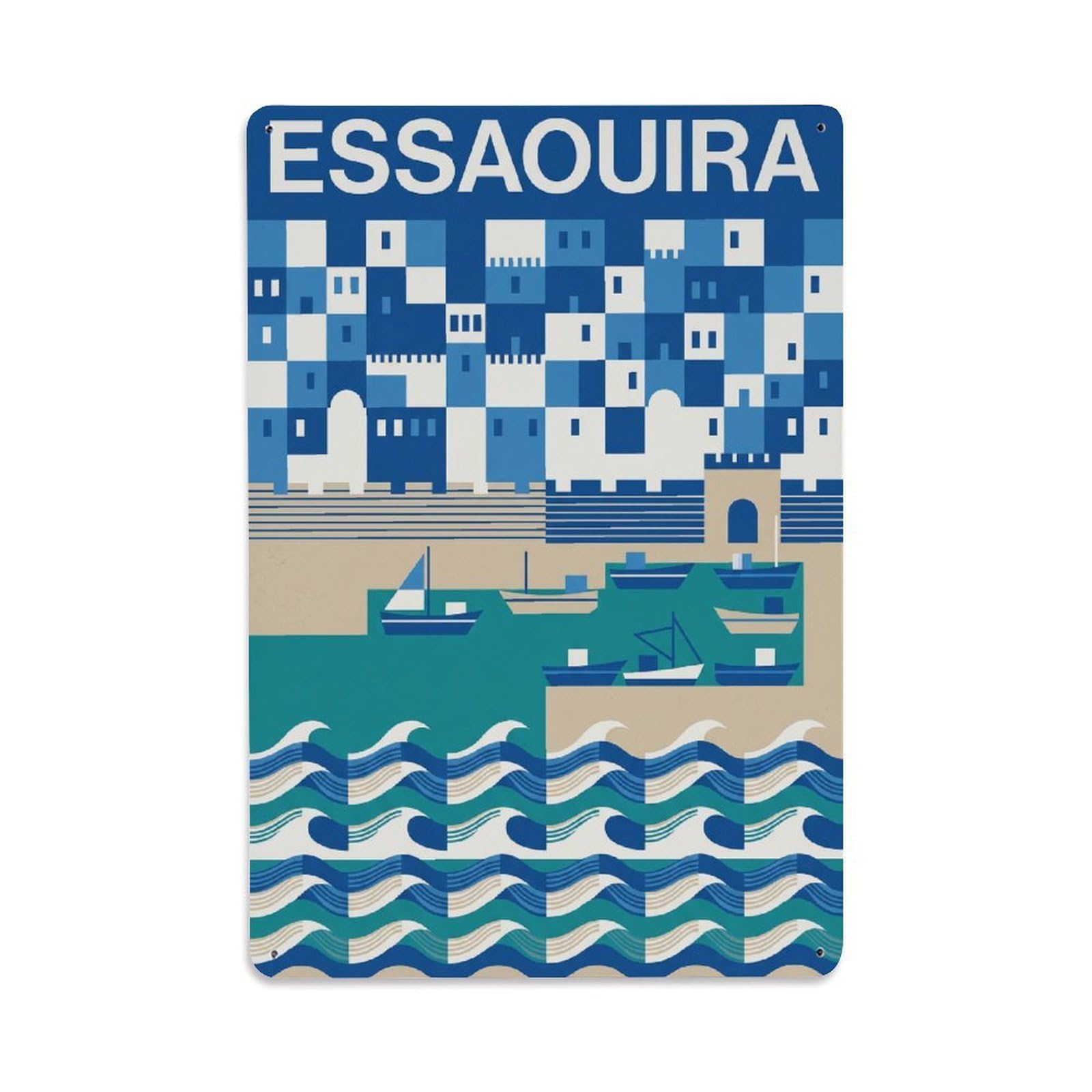 Gead 8X12inch Style Morocco Essaouira Retro Travel Metal Tin Sign