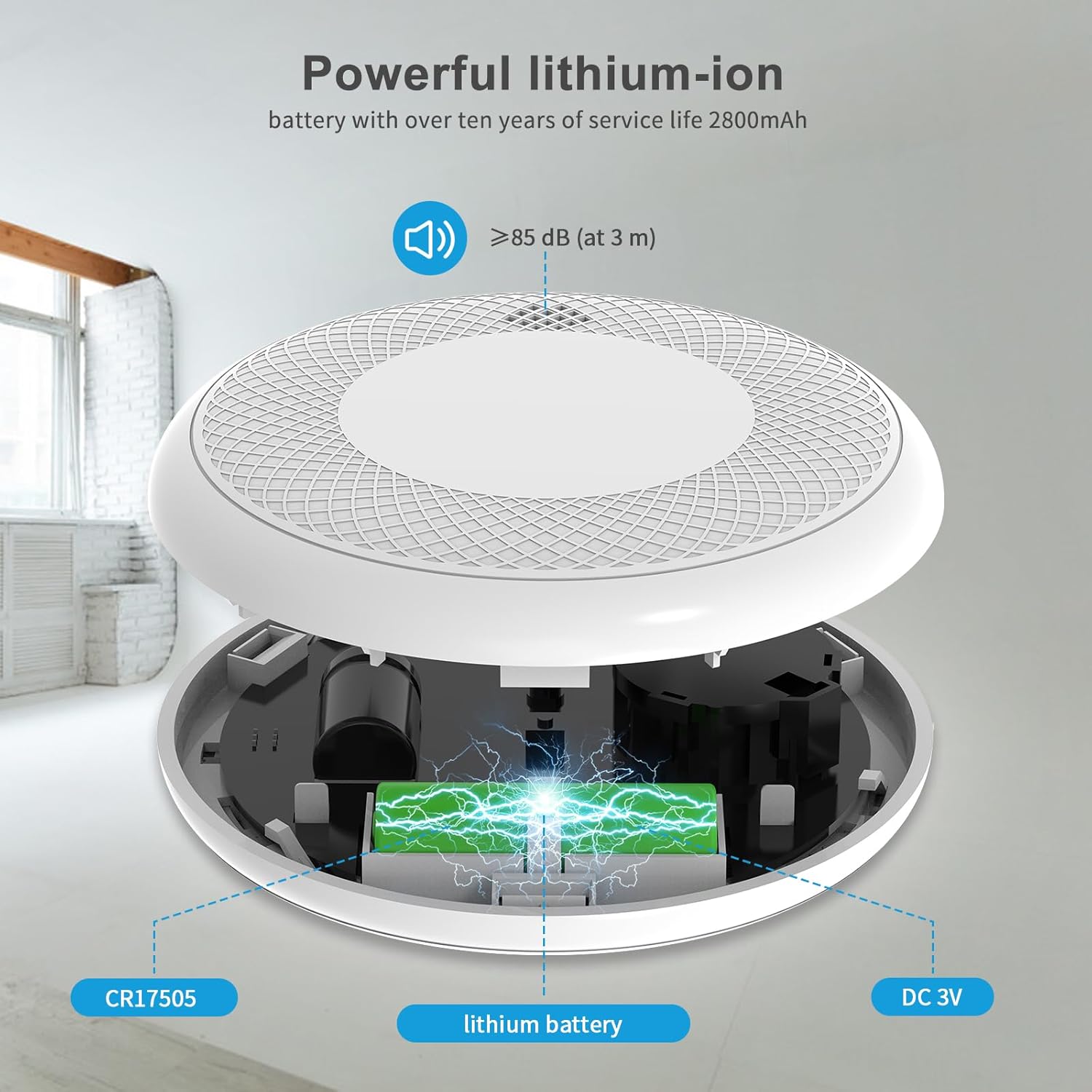 10-Year Battery Life Smoke Detector Photoelectric Fire Alarm with Test/Silence Button for Home Use, 6 Pack