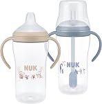 Perfect Match Learner Straw Bottles, 6+ Months, 260 ml, Leak Proof Baby Straw Cup, Anti-Slip Handles, Monkey & Penguin, 2 Count