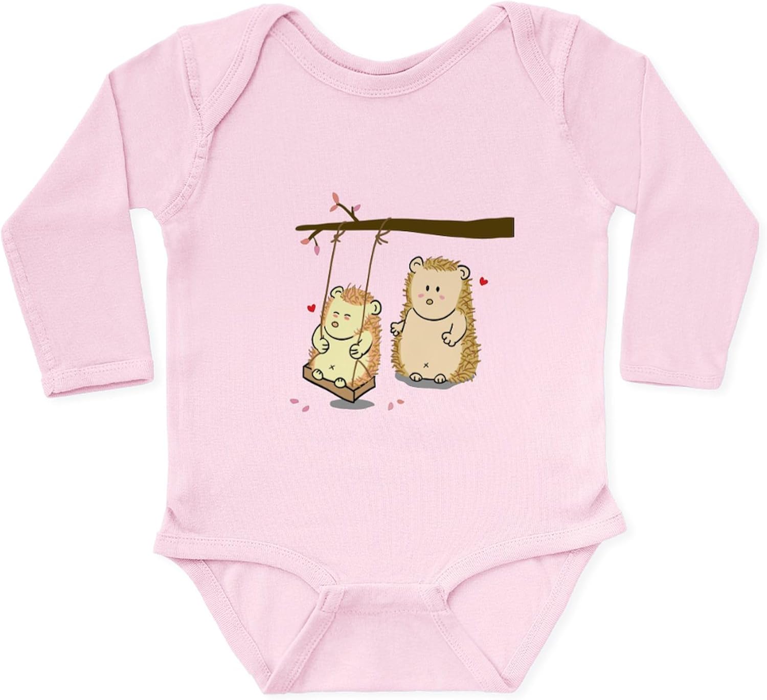 CafePress Cute Cartoon Hedgehog Couple at Tree Swing Long Sl Cute Long Sleeve Infant Baby Bodysuit Romper