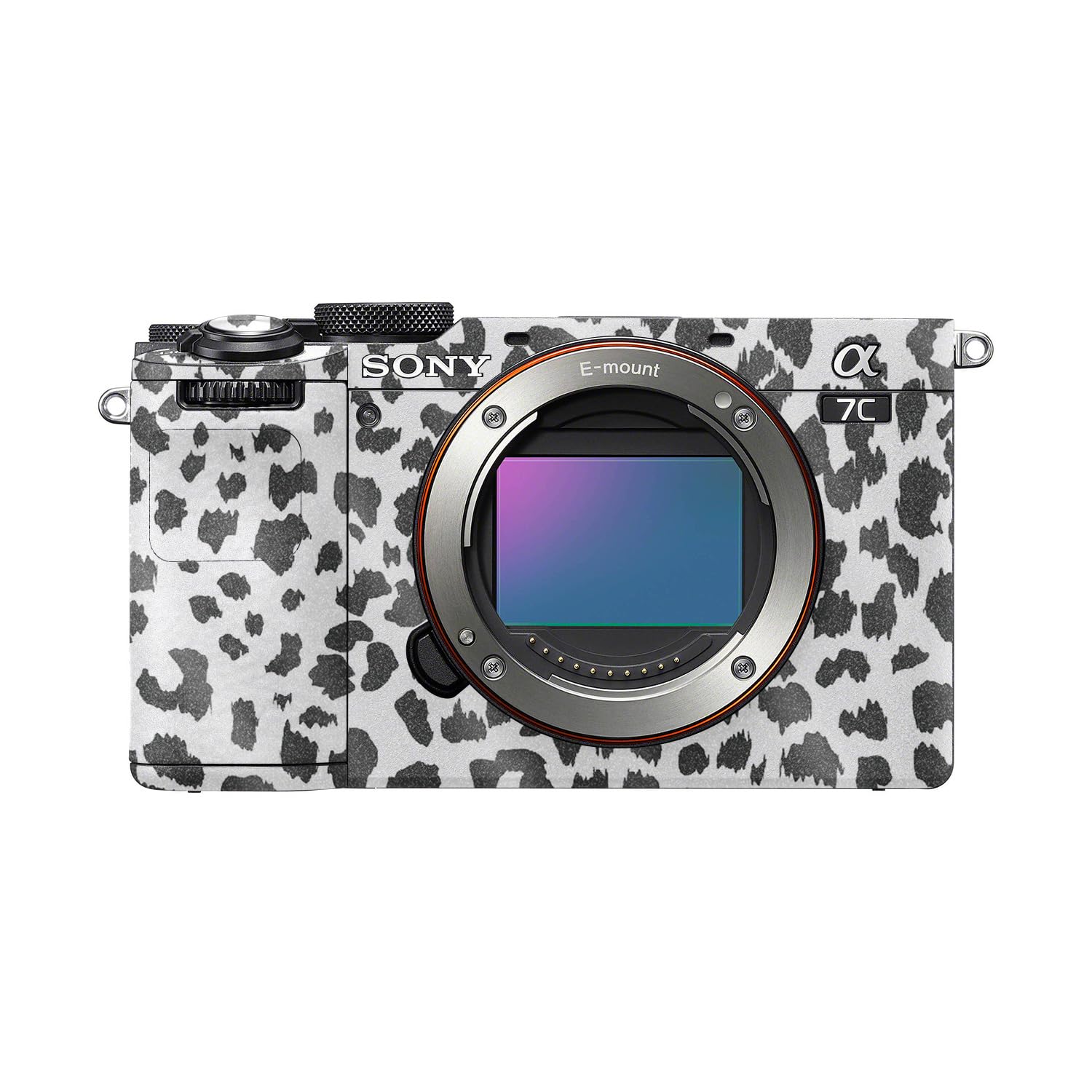 Glossy Glitter Camera Skin Compatible with Sony A7C Mark II (2023) - Snow Leopard Print - Premium 3M Vinyl Protective Wrap Decal Cover - Easy to Apply | Crafted in the USA by MightySkins