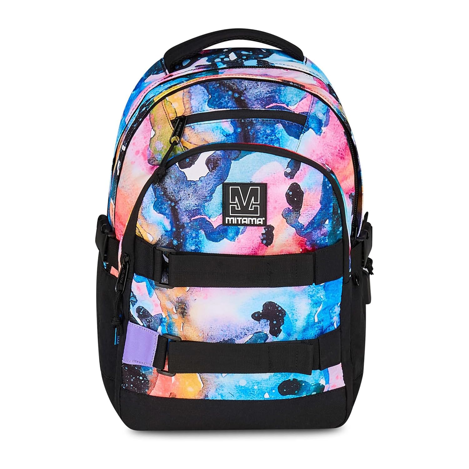 Mitama Zaino Scuola WATER COLOR, #BDBF, Triplo Scomparto, Tasche Porta Borraccia, Spallacci Ergonomici, Scuola Elementare Bambina, Media