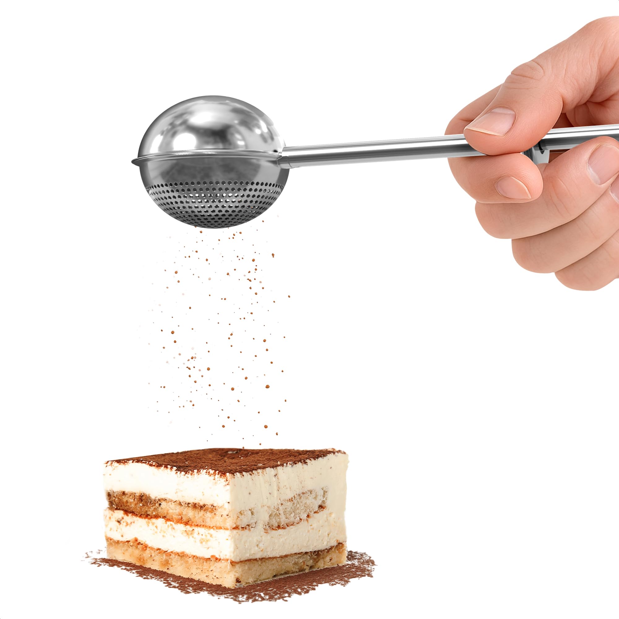 Stainless Steel Flour Duster for Bread Baking, 7", Spring Handle