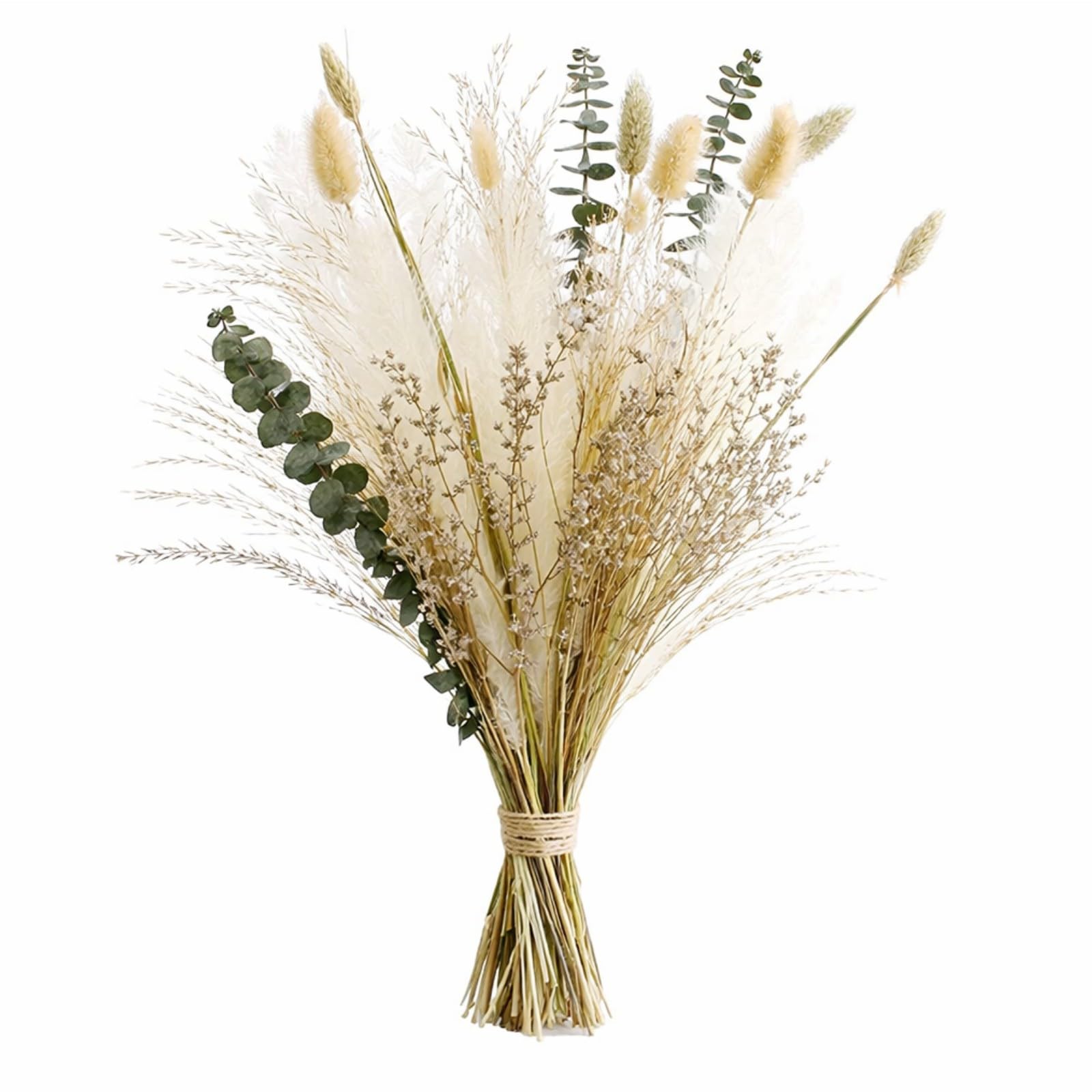 Musunny Natural Dried Flower Bouquet,17" Dried Flowers for Vase,Dried Floral Arrangements for Boho Farmhouse Home Décor Indoor with Pampas(Green)