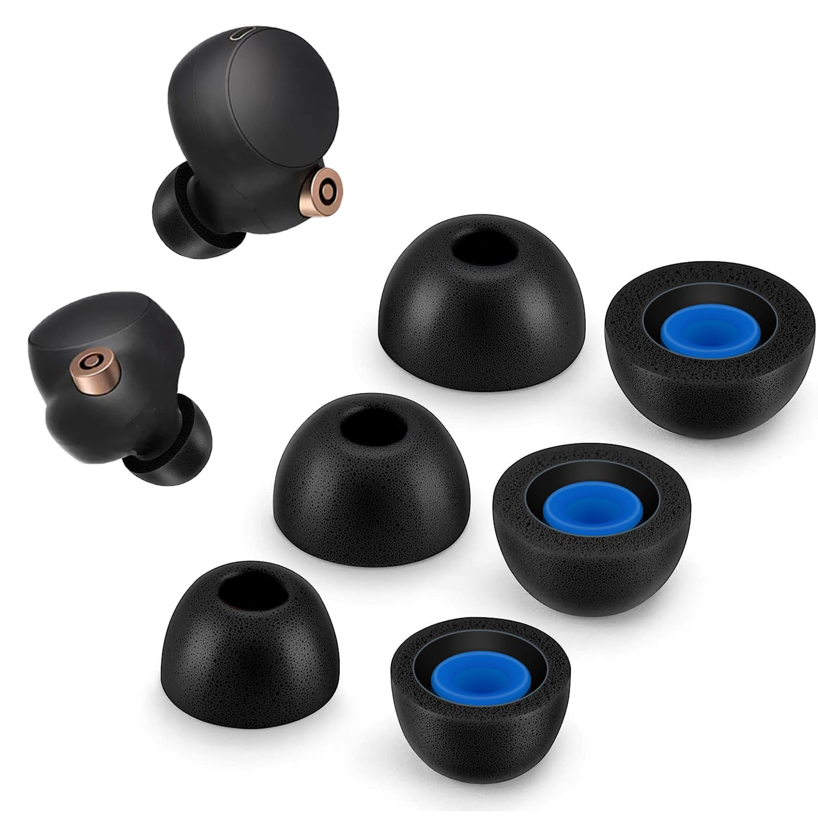 Sponsored Ad – Memory Foam Tips for Sony WF-1000XM4 WF-1000XM5, Anti-Slip Replacement Ear Tips for WF, WI, XBA, MDR Series - Black S/M/L
