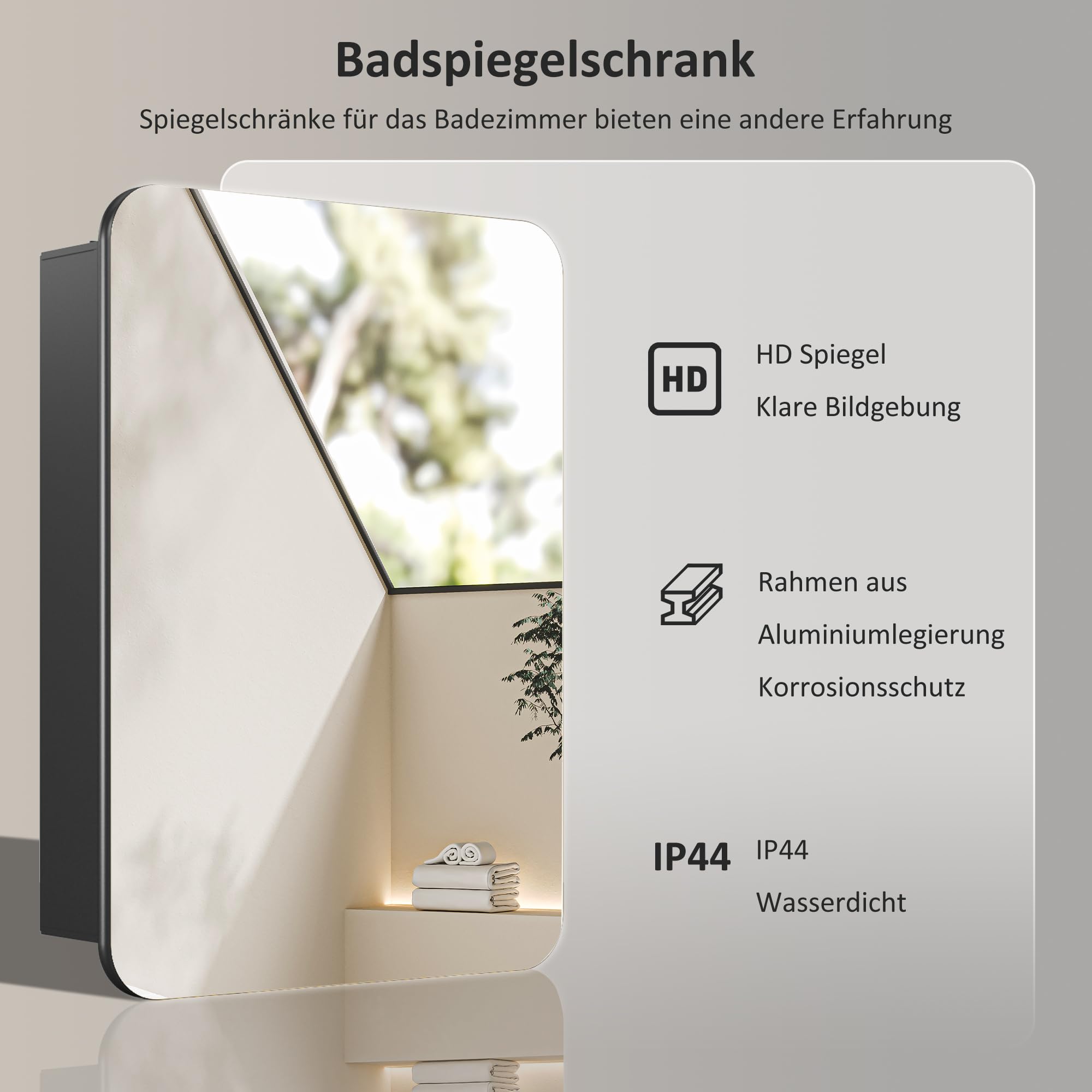 Spiegelschrank Schwarz Spiegelschrank 50x70cm Bad Metall Badezimmerschrank mit Spiegel Badezimmerspiegelschrank mit Verstellbare Glasablage