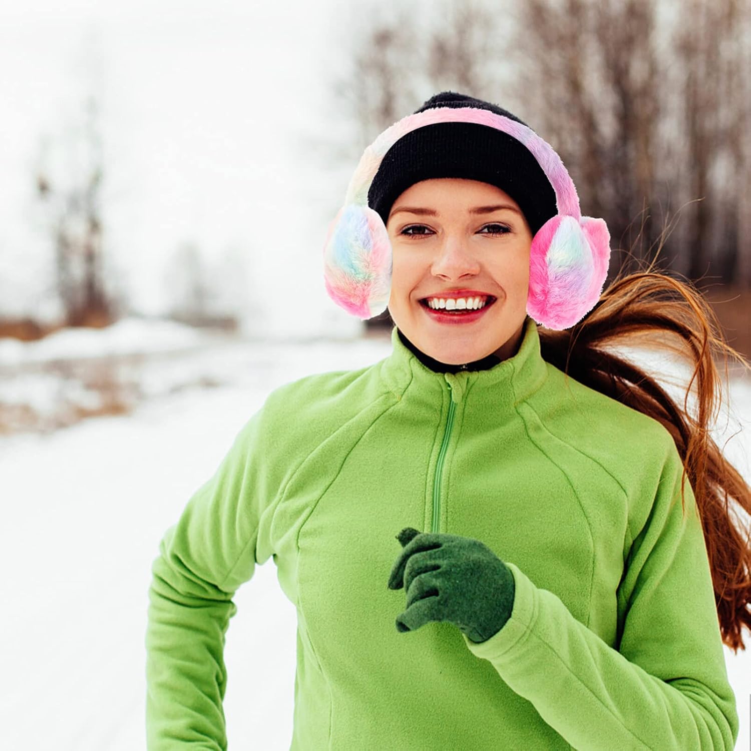 Kichvoe Winter Ear Muffs Faux Fur Warm Earmuffs Plush Heart Shaped Outdoor Ear Warmers Cold Weather Ear Covers Fuzzy Earmuffs